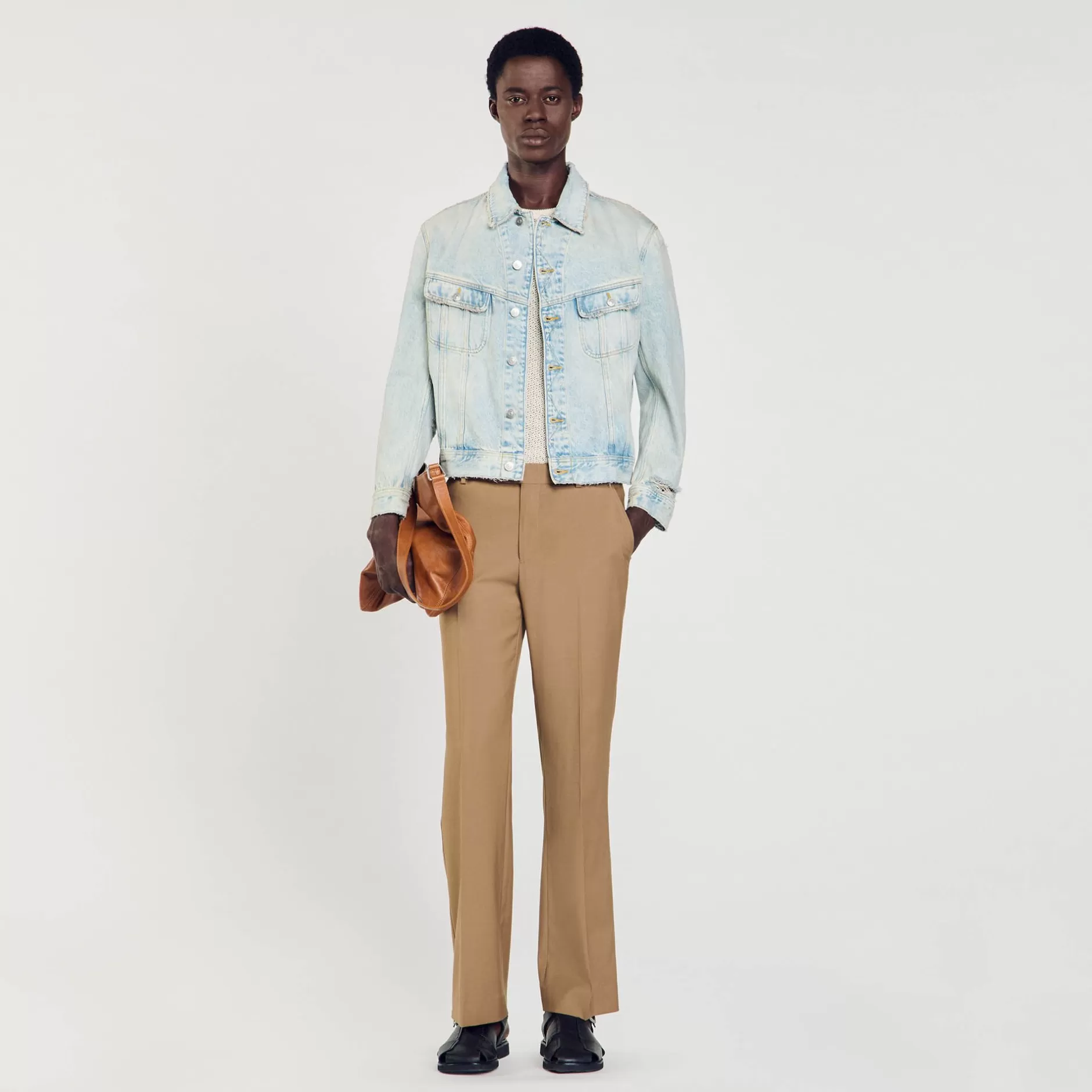 New Sandro Blouson En Délavé denim