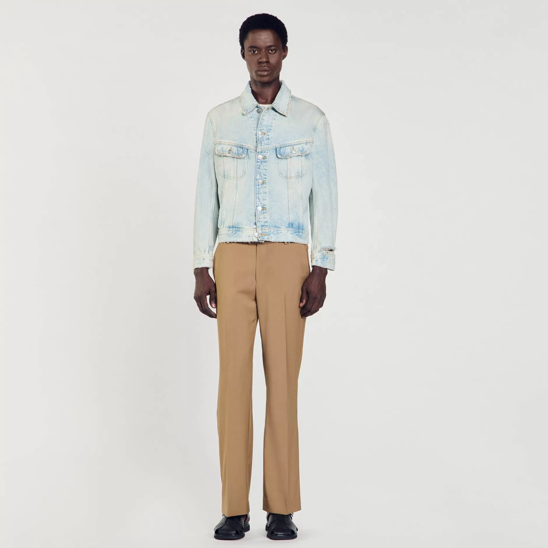 New Sandro Blouson En Délavé denim