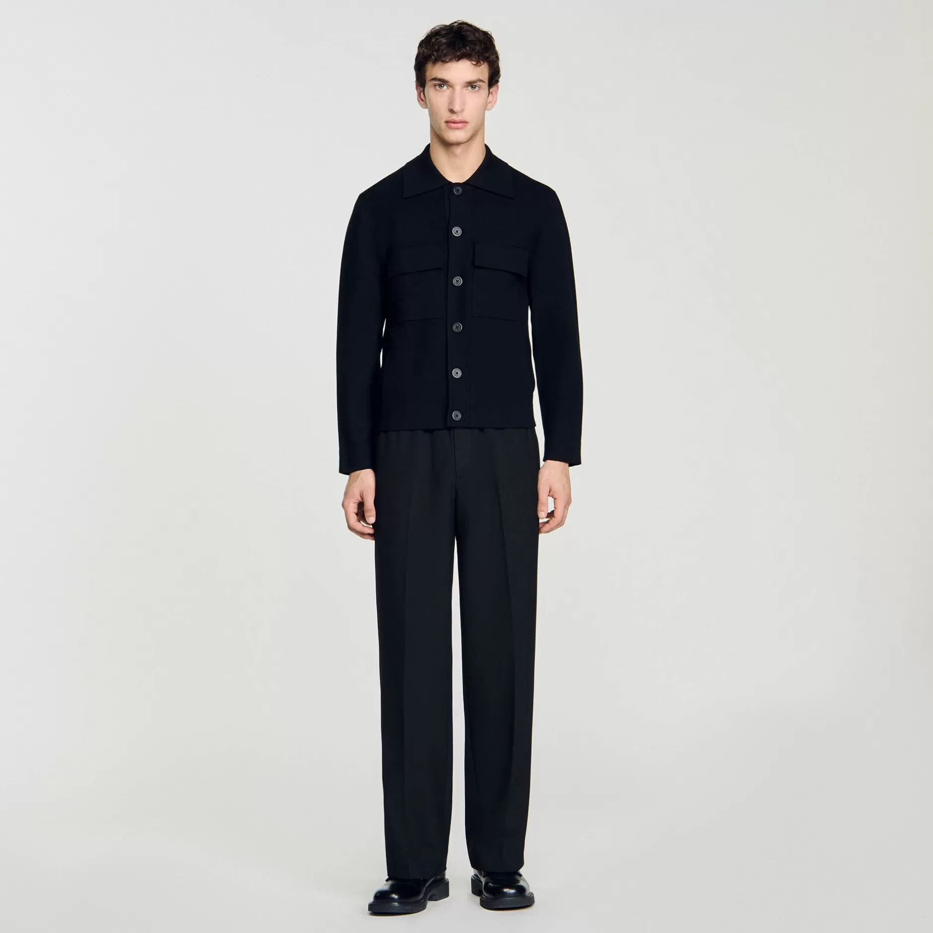 Store Sandro Blouson En Maille Noir