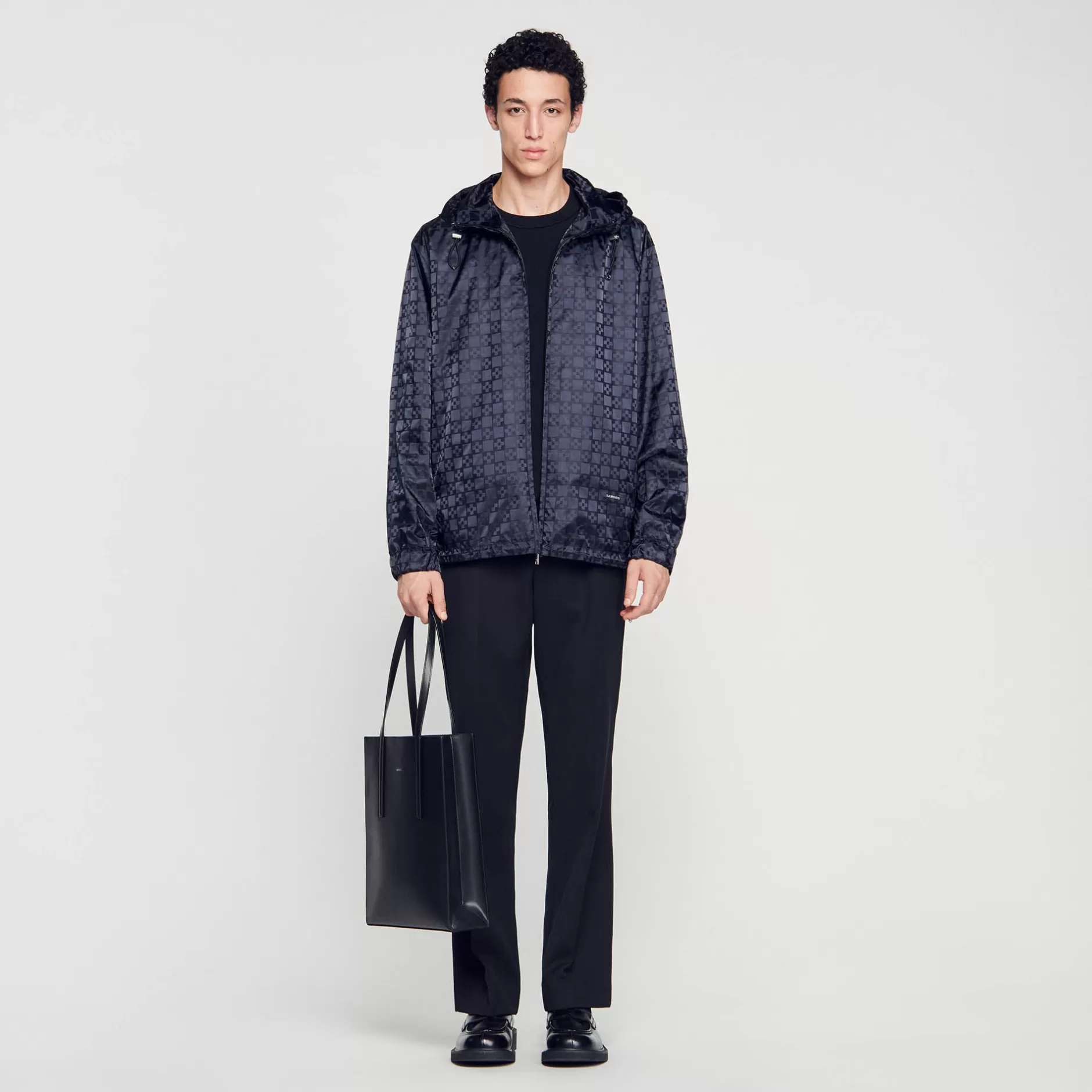 New Sandro Blouson En Nylon Square Cross Noir