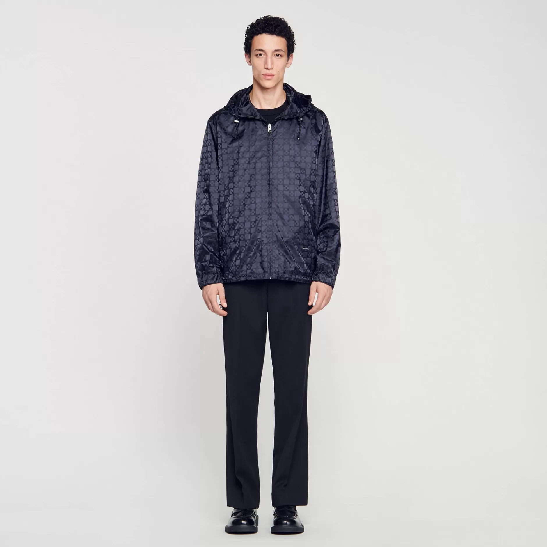 New Sandro Blouson En Nylon Square Cross Noir