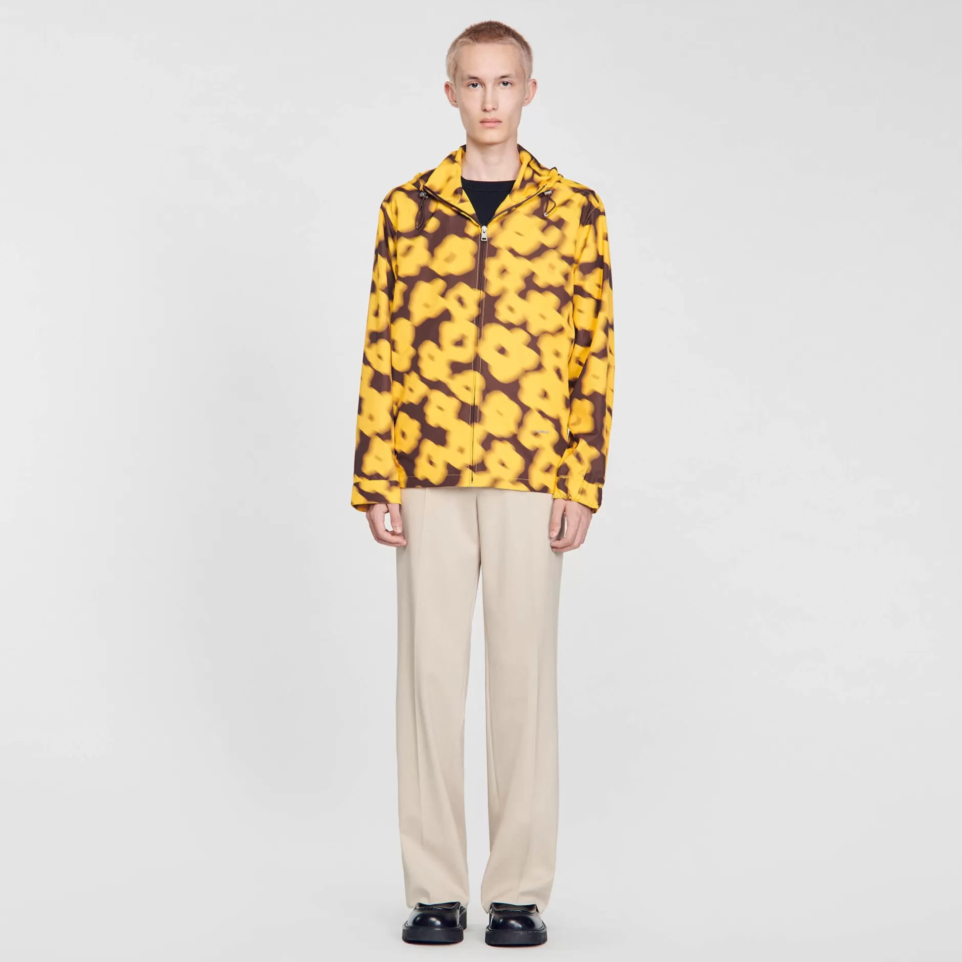 Discount Sandro Blouson Imprimé Fleuri Jaune