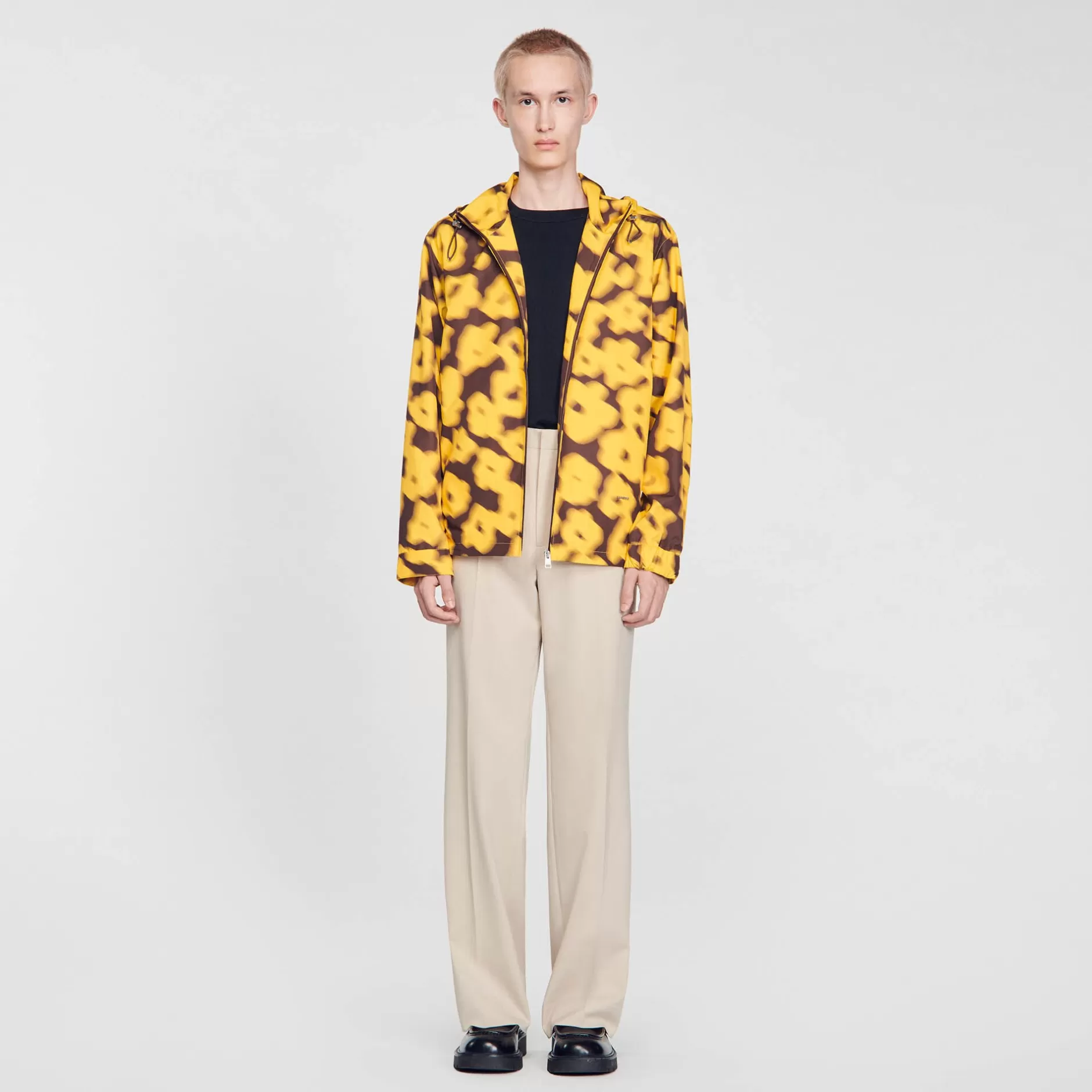 Discount Sandro Blouson Imprimé Fleuri Jaune