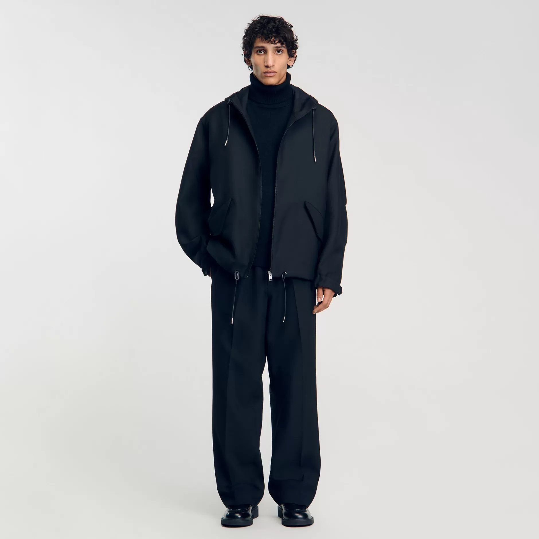 Shop Sandro Blouson Oversize Noir