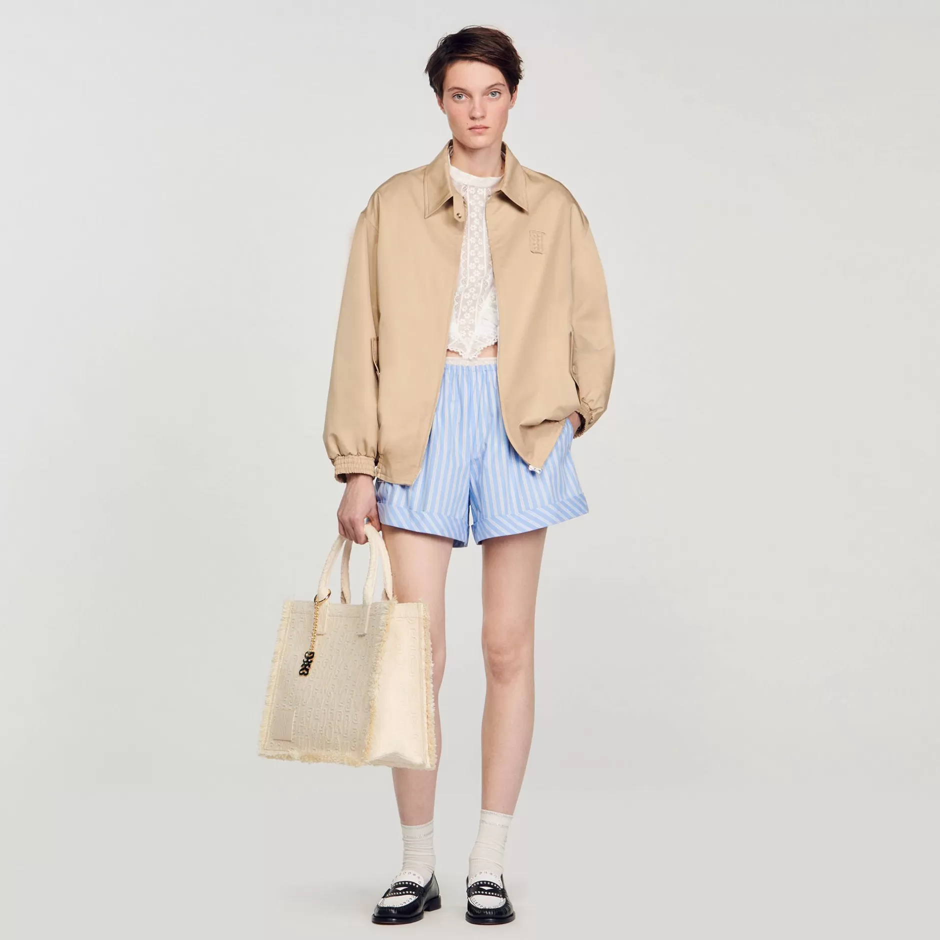 Discount Sandro Blouson Oversize Beige