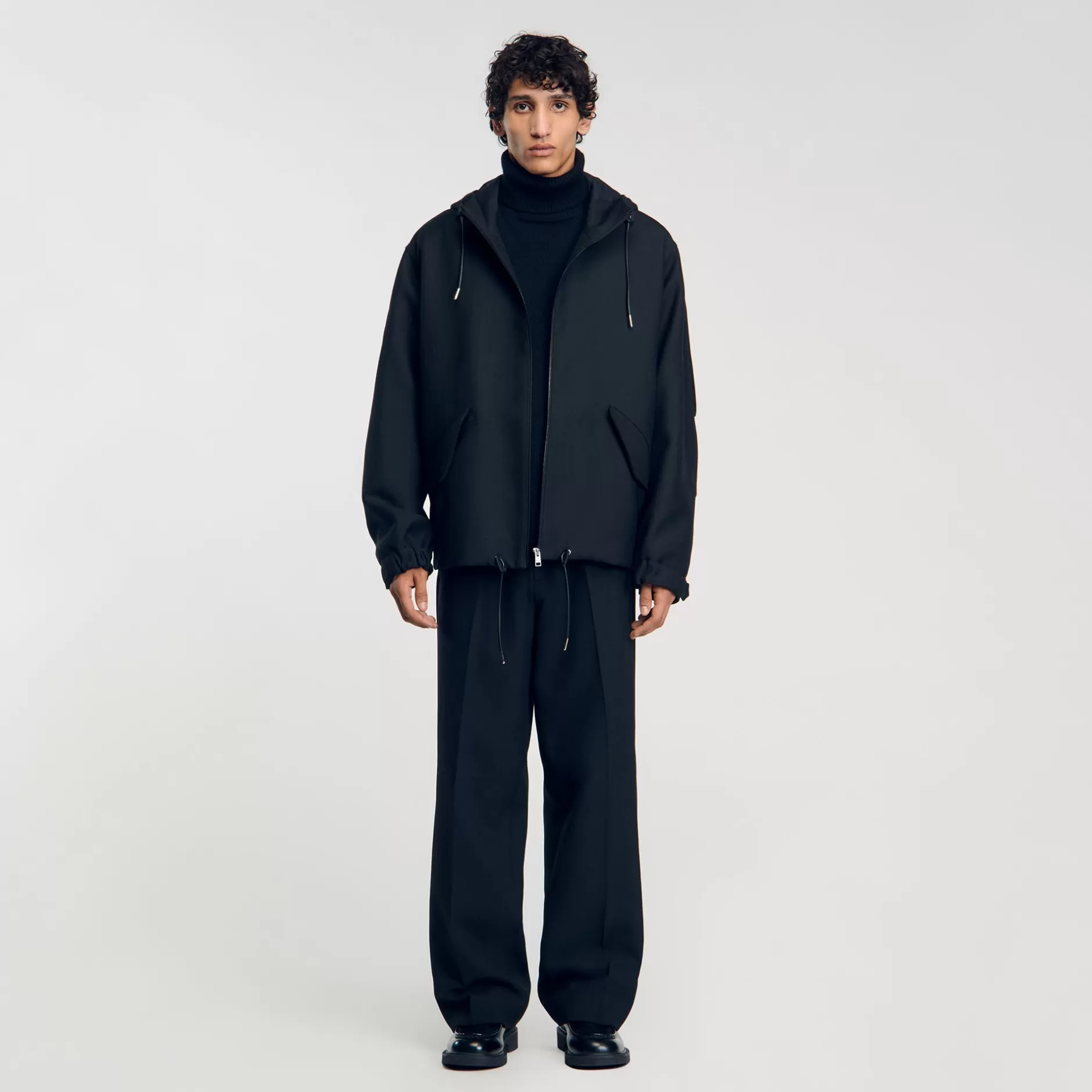 Shop Sandro Blouson Oversize Noir