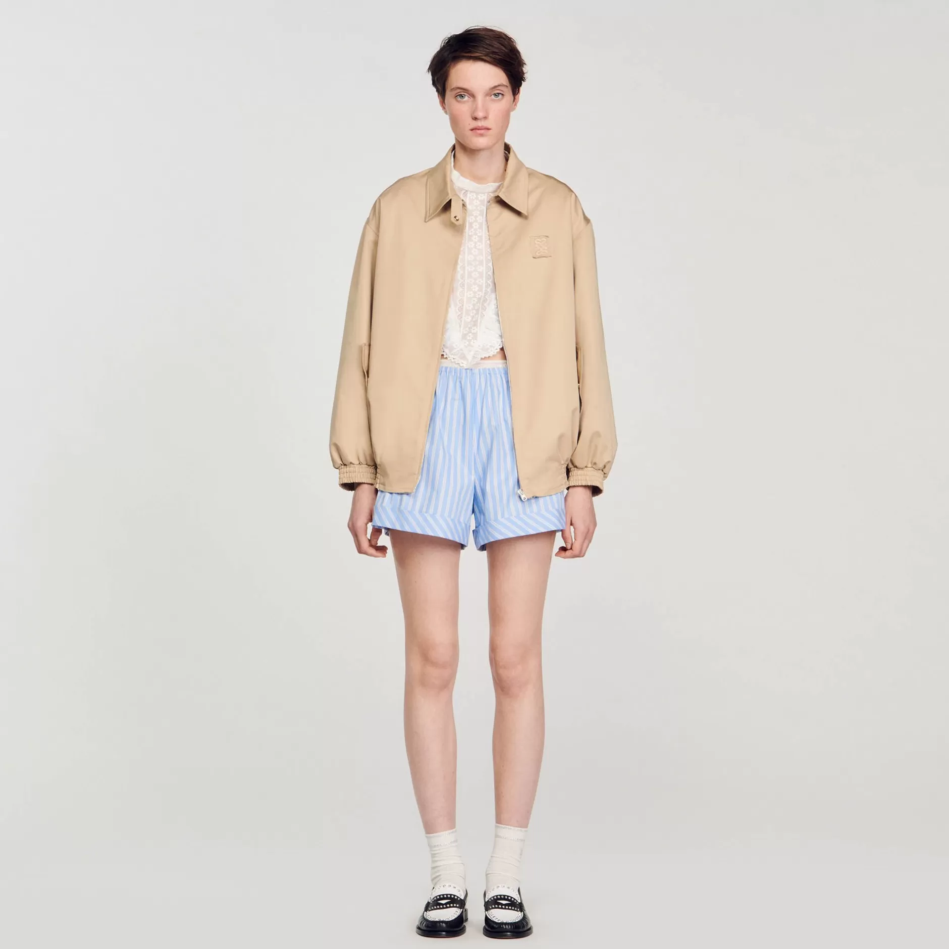 Discount Sandro Blouson Oversize Beige