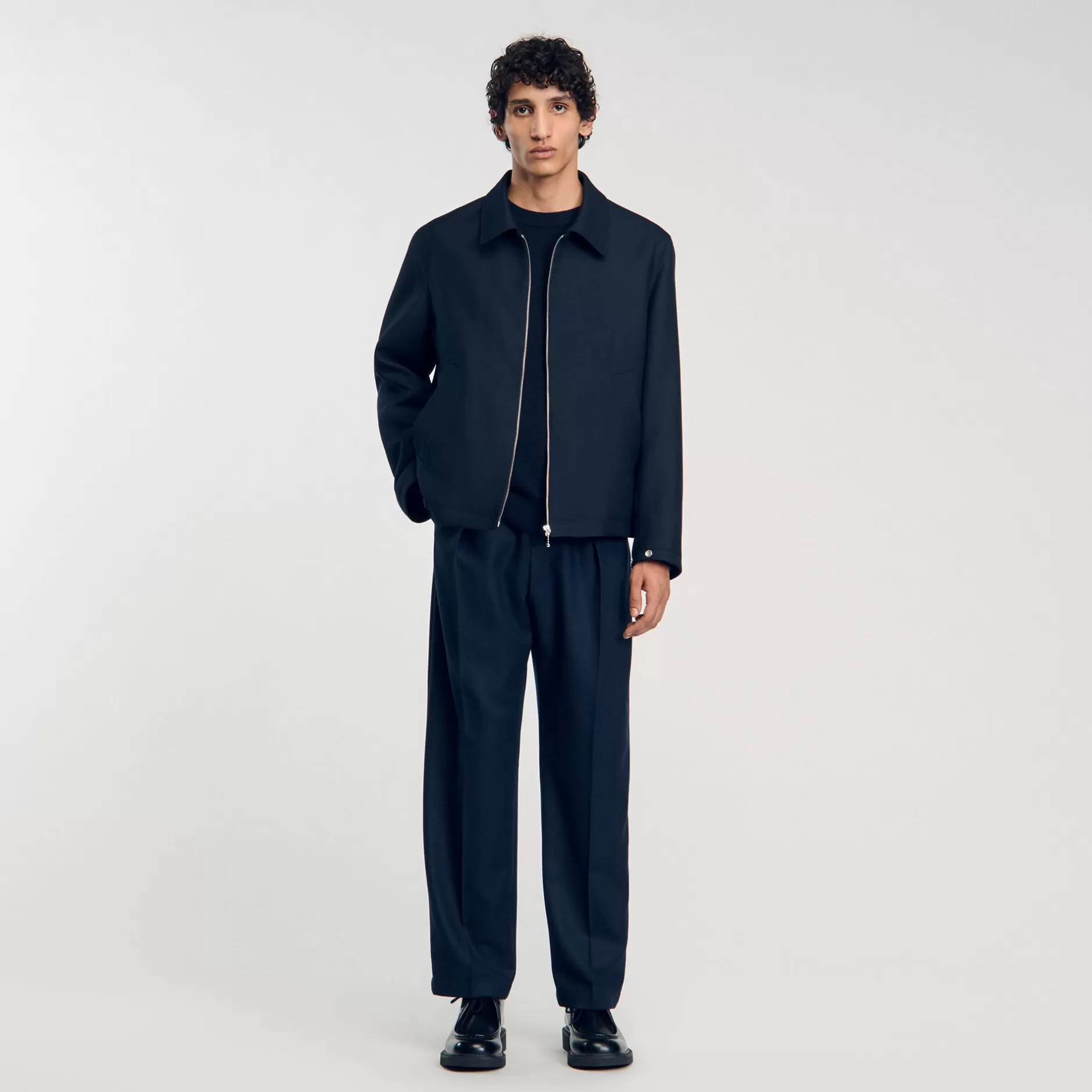 Shop Sandro Blouson Zippé Deep Blue