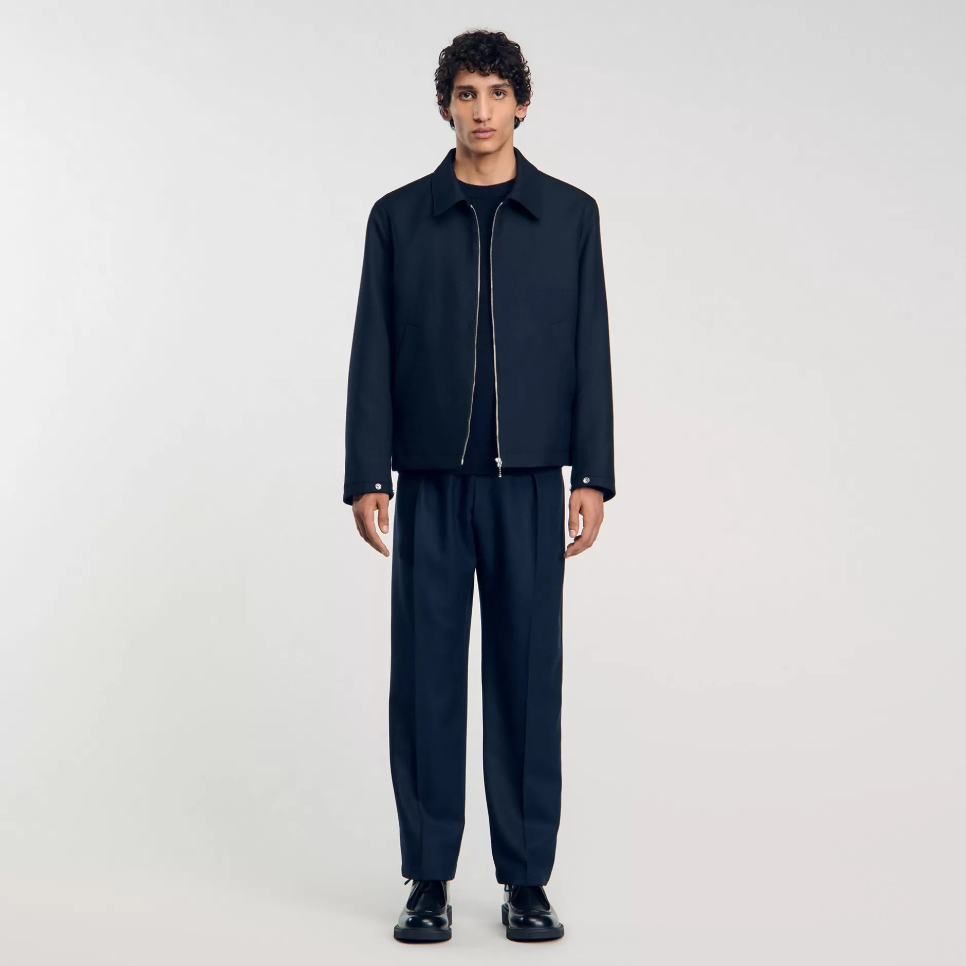 Shop Sandro Blouson Zippé Deep Blue