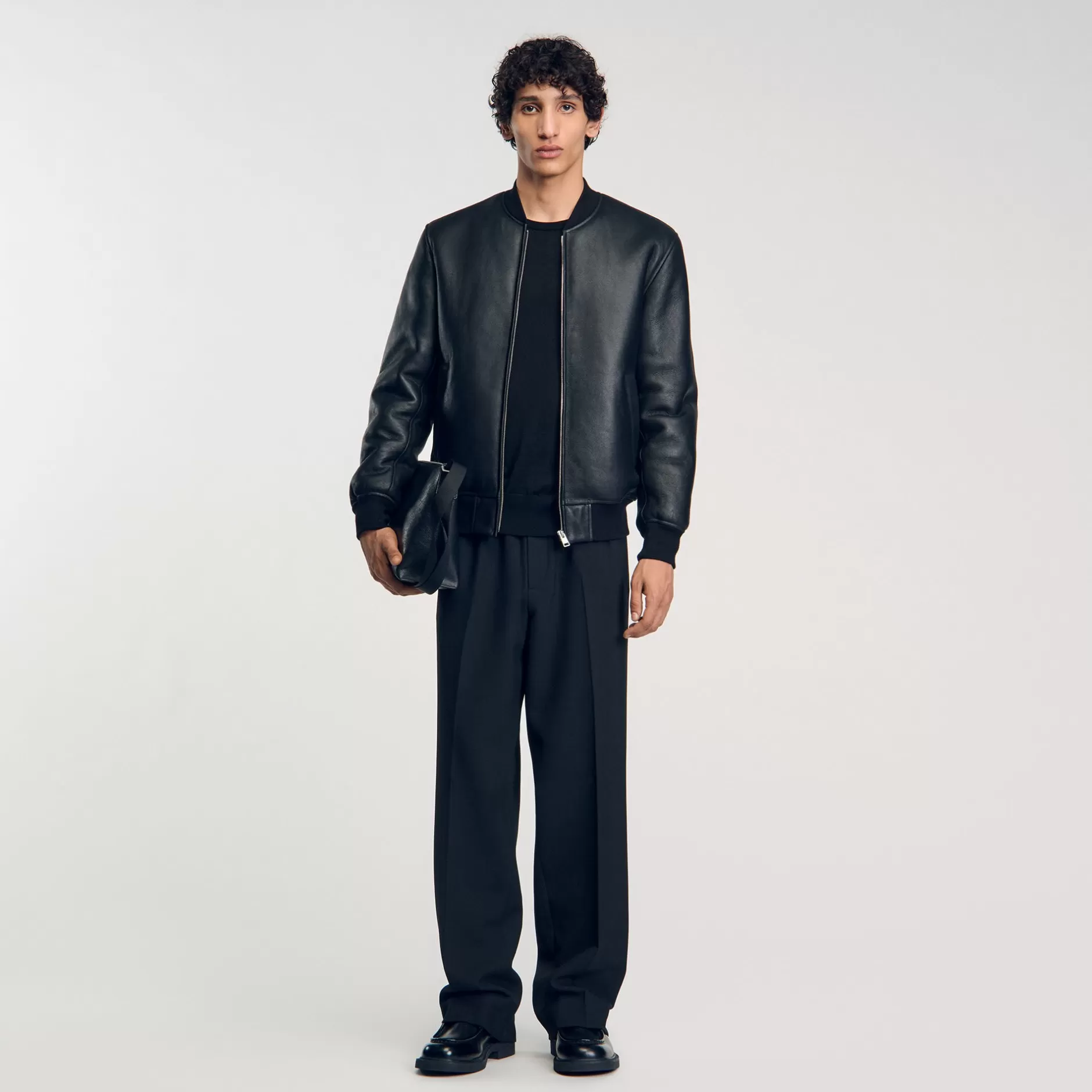 Clearance Sandro Bomber En Shearling Noir