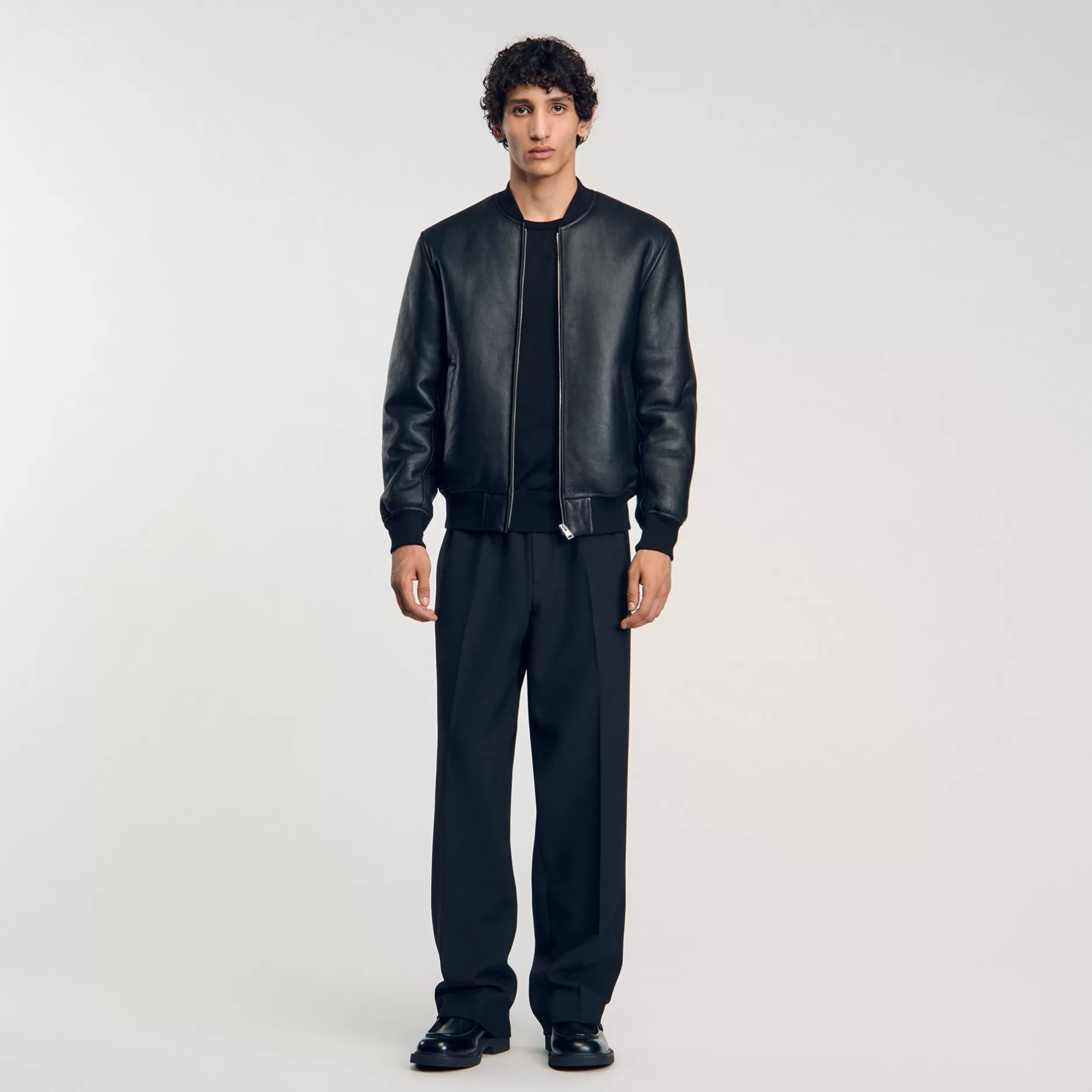 Clearance Sandro Bomber En Shearling Noir