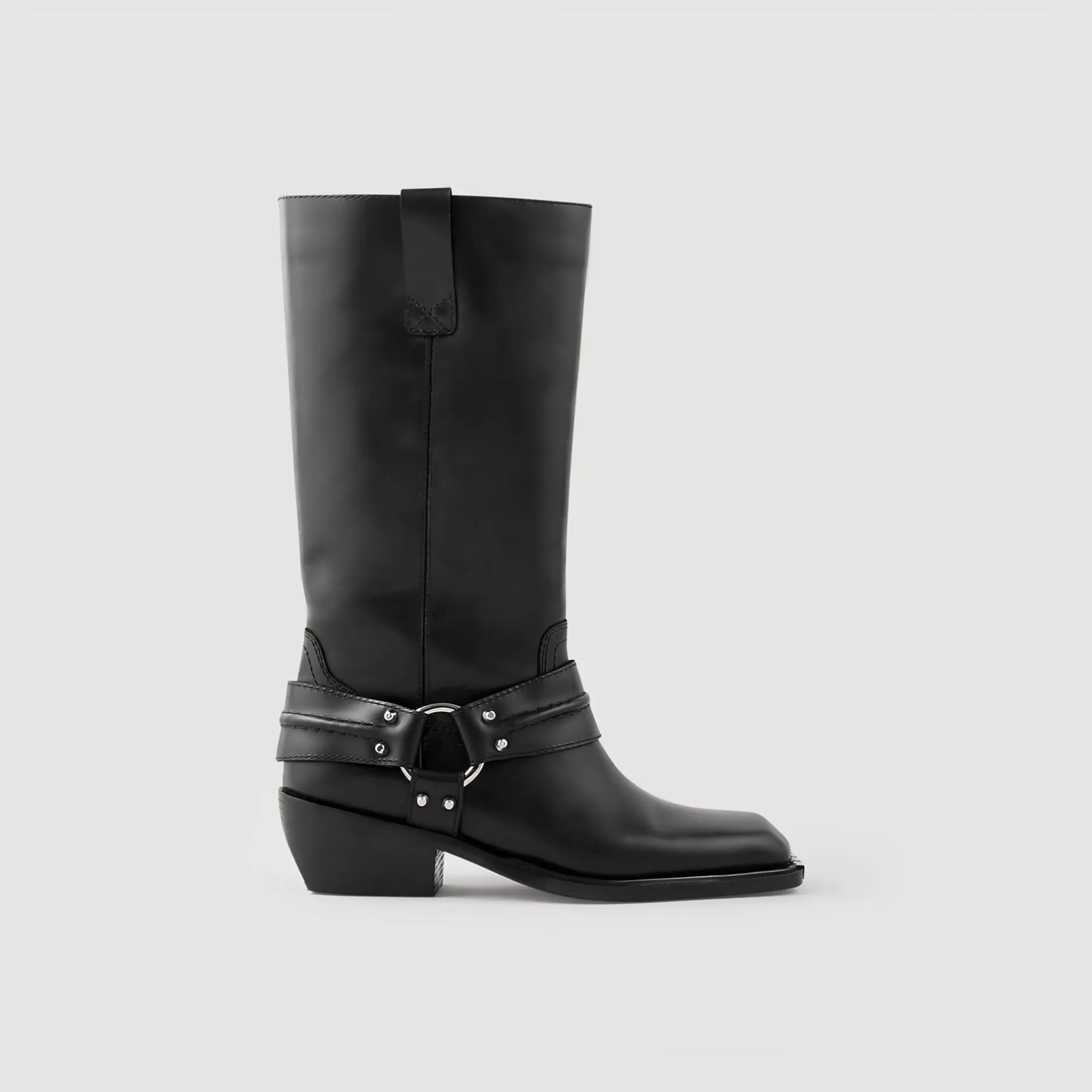 Best Sandro Bottes Biker En Cuir Noir