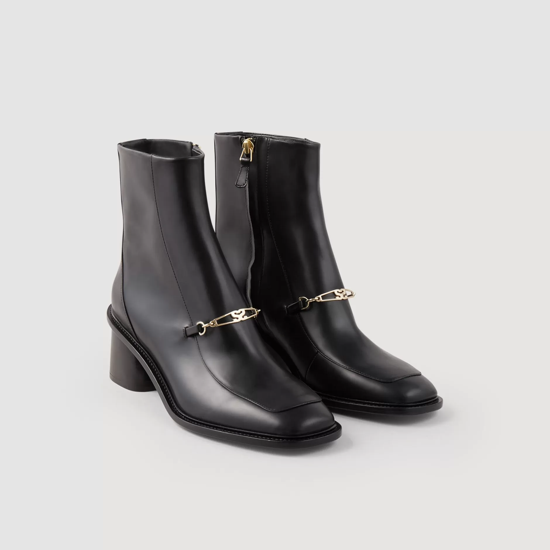 Clearance Sandro Bottines En Cuir Noir