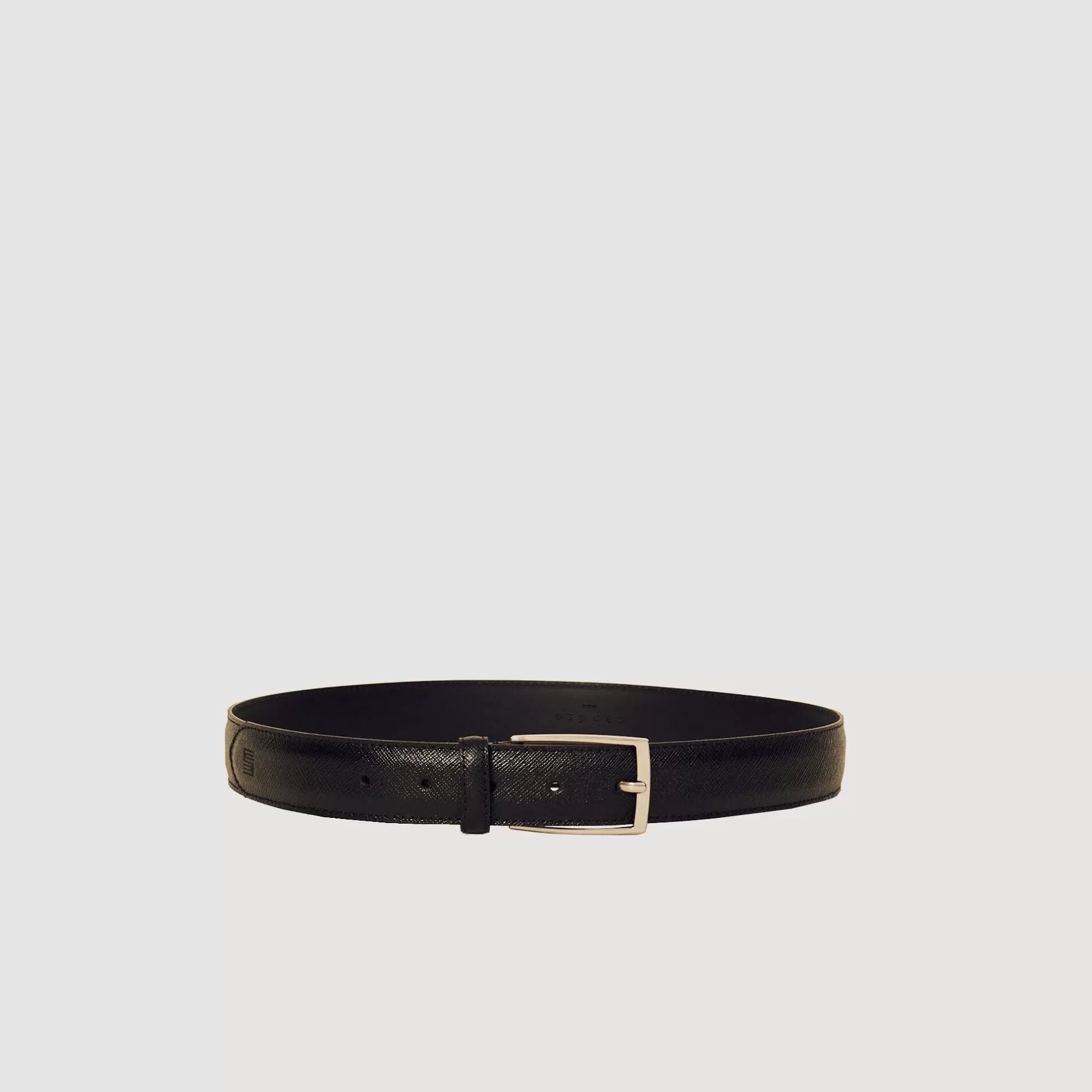 Shop Sandro Ceinture En Croute De Cuir Saffiano Noir