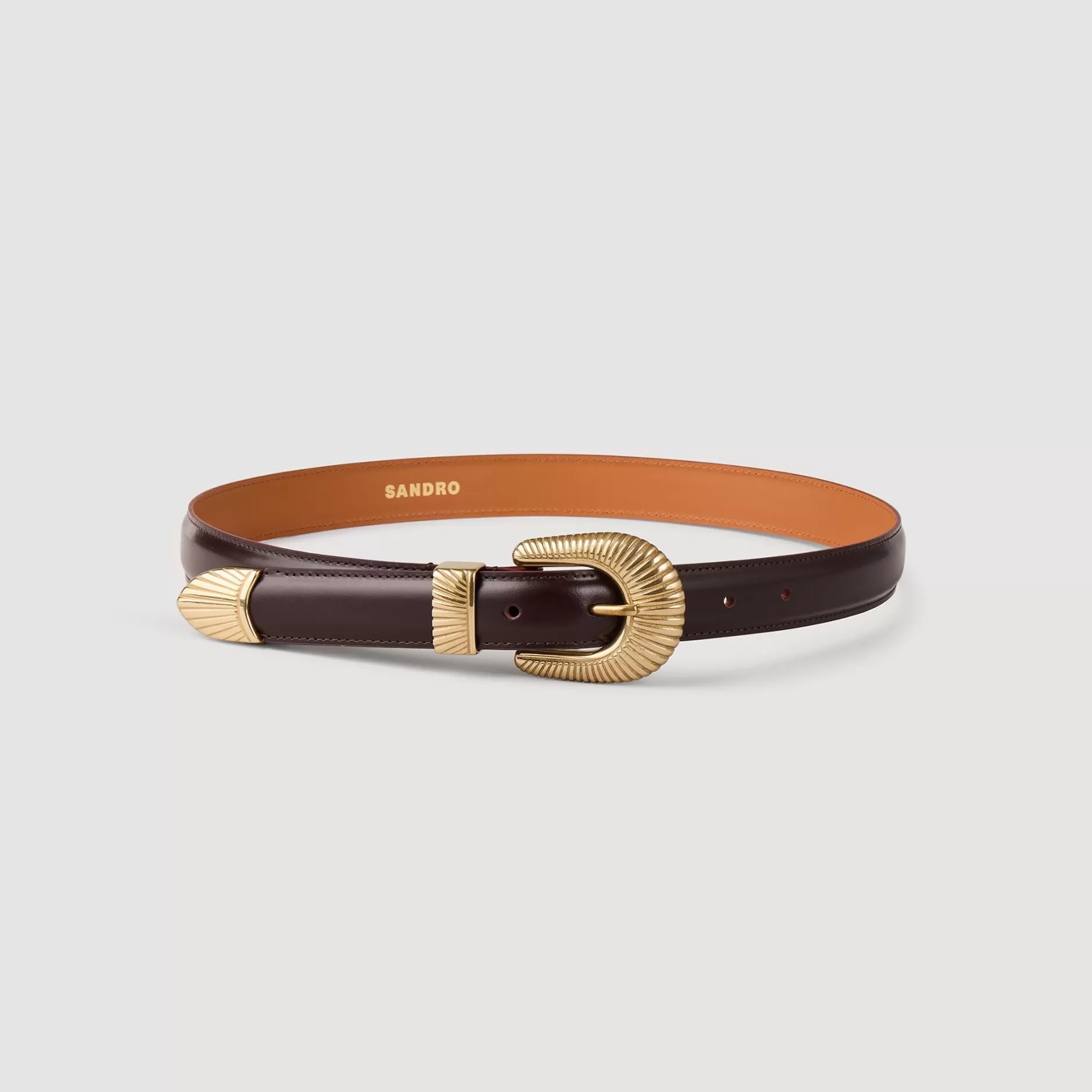 Cheap Sandro Ceinture En Cuir Bordeaux