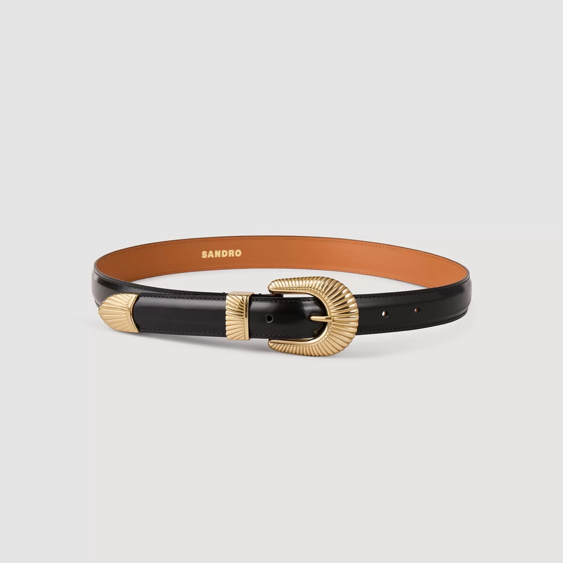 Hot Sandro Ceinture En Cuir Noir