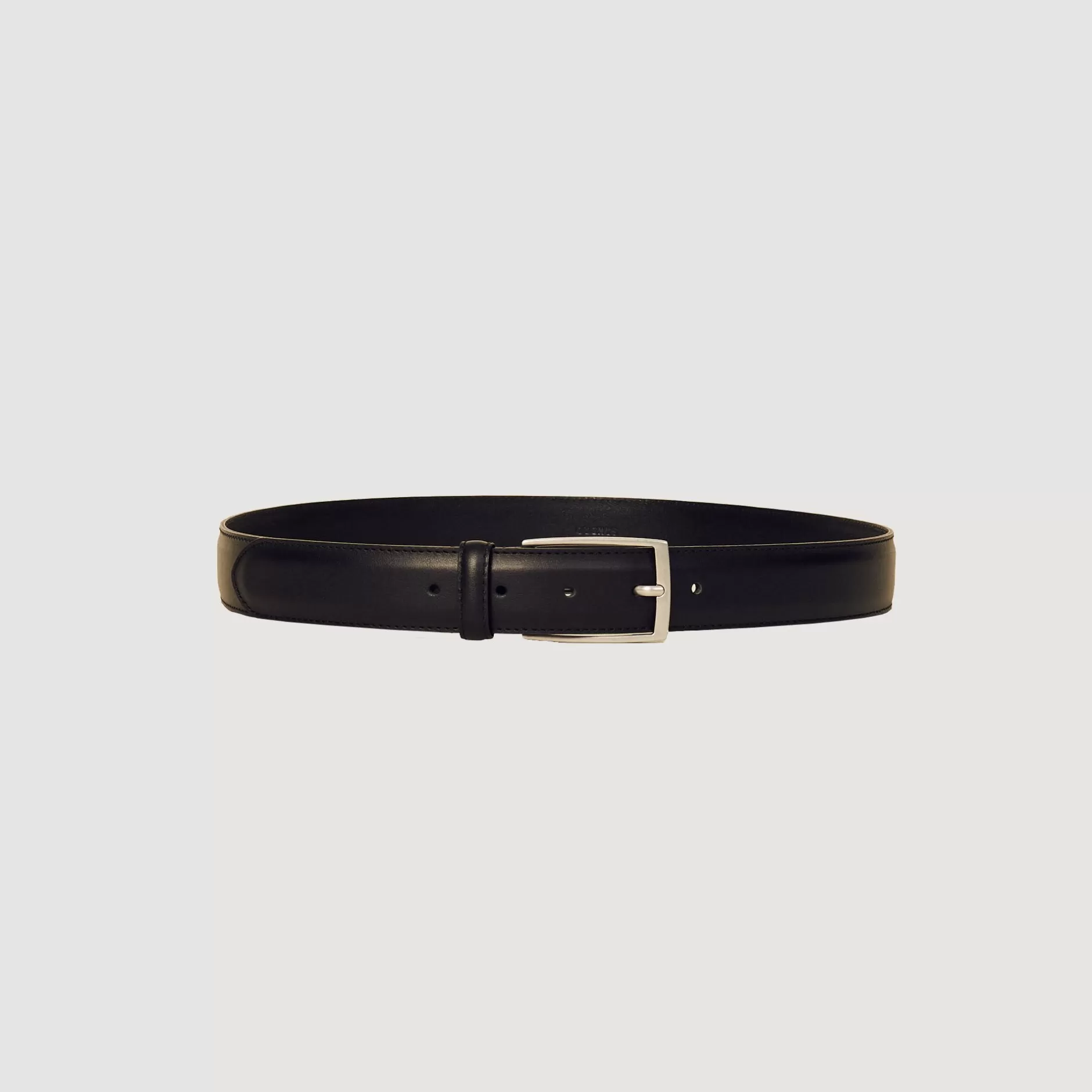 New Sandro Ceinture En Cuir Lisse Noir