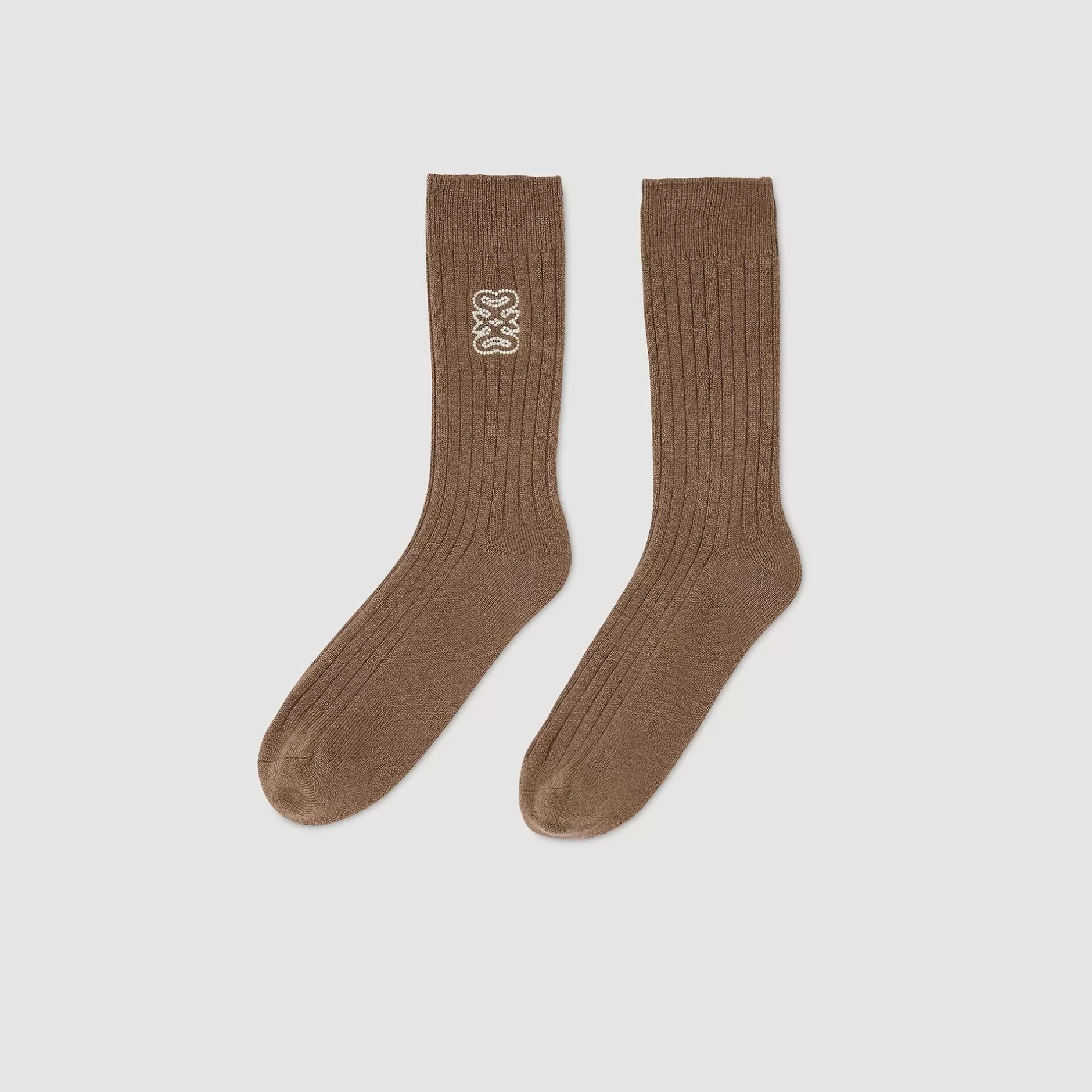 Best Sale Sandro Chaussettes Brodées Marron