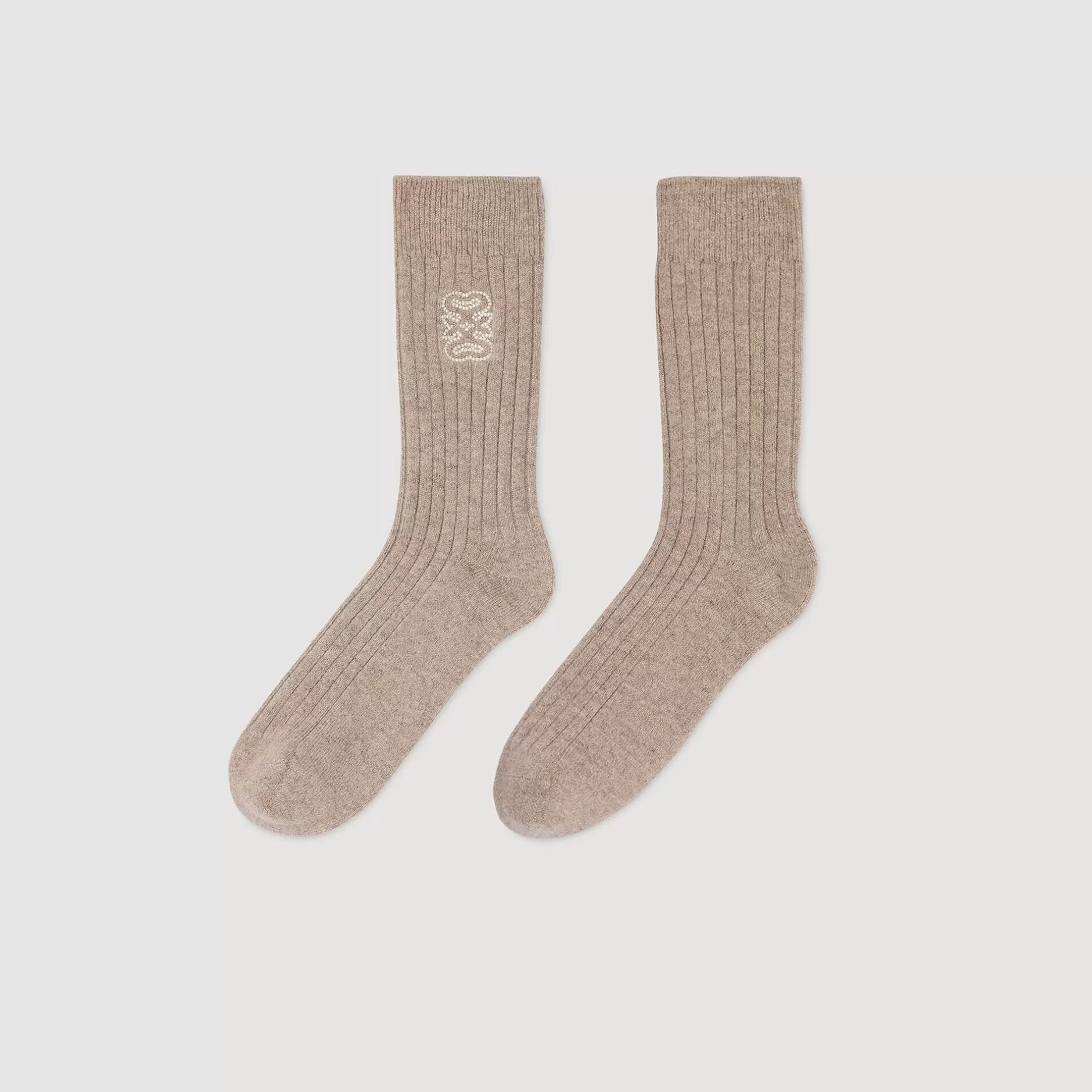 Flash Sale Sandro Chaussettes Brodées Beige