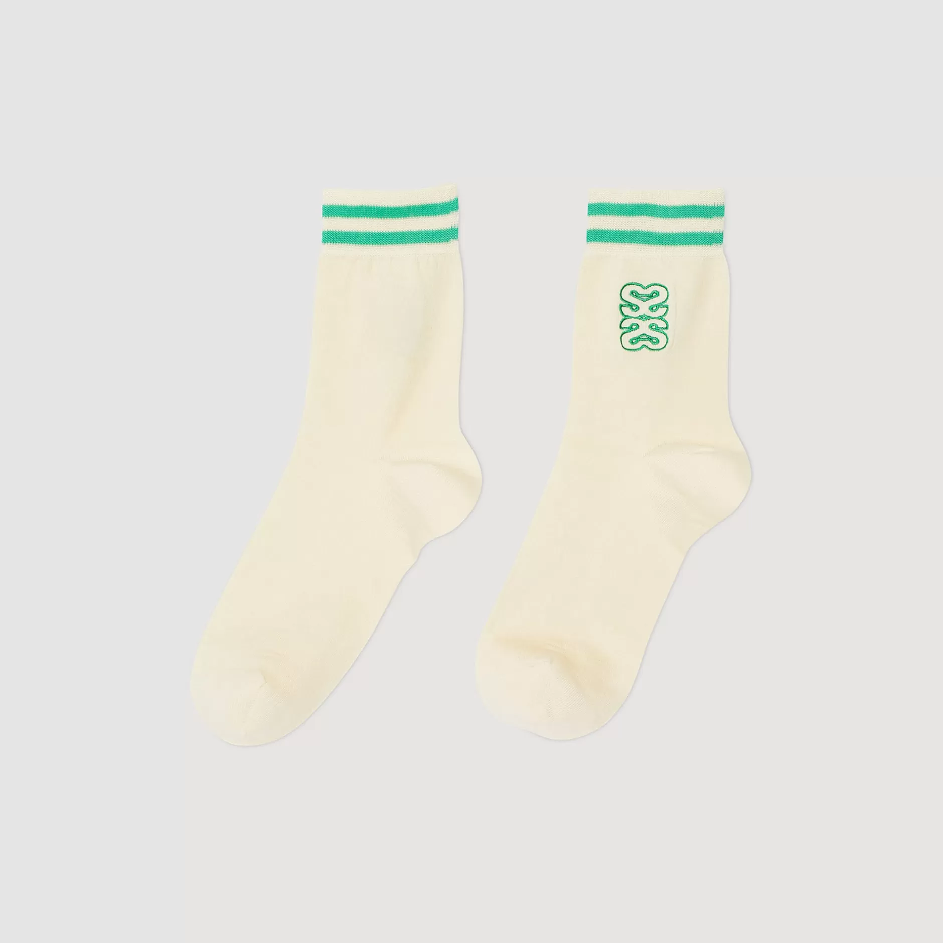 Flash Sale Sandro Chaussettes Brodées Ecru / Vert