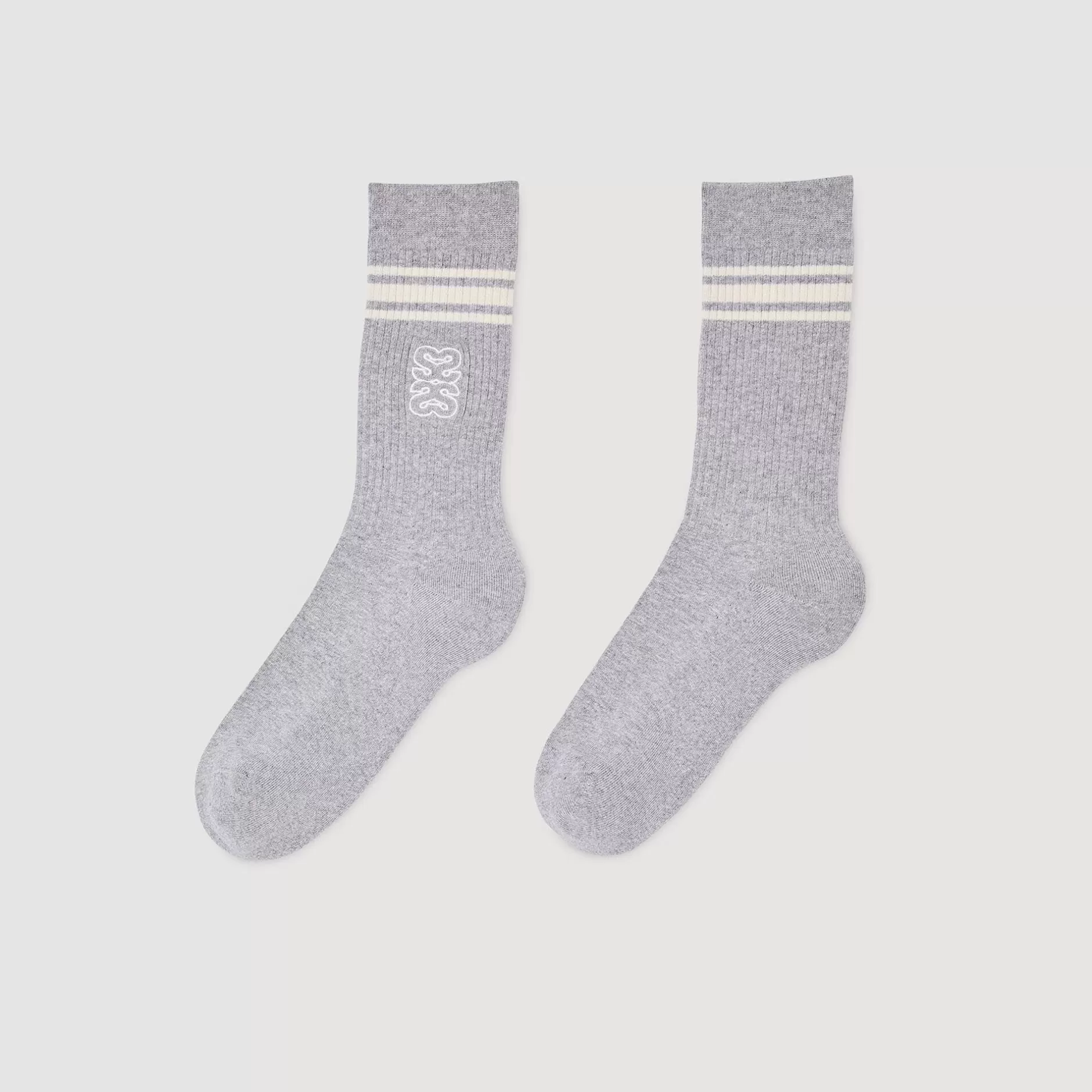 Discount Sandro Chaussettes Brodées Gris