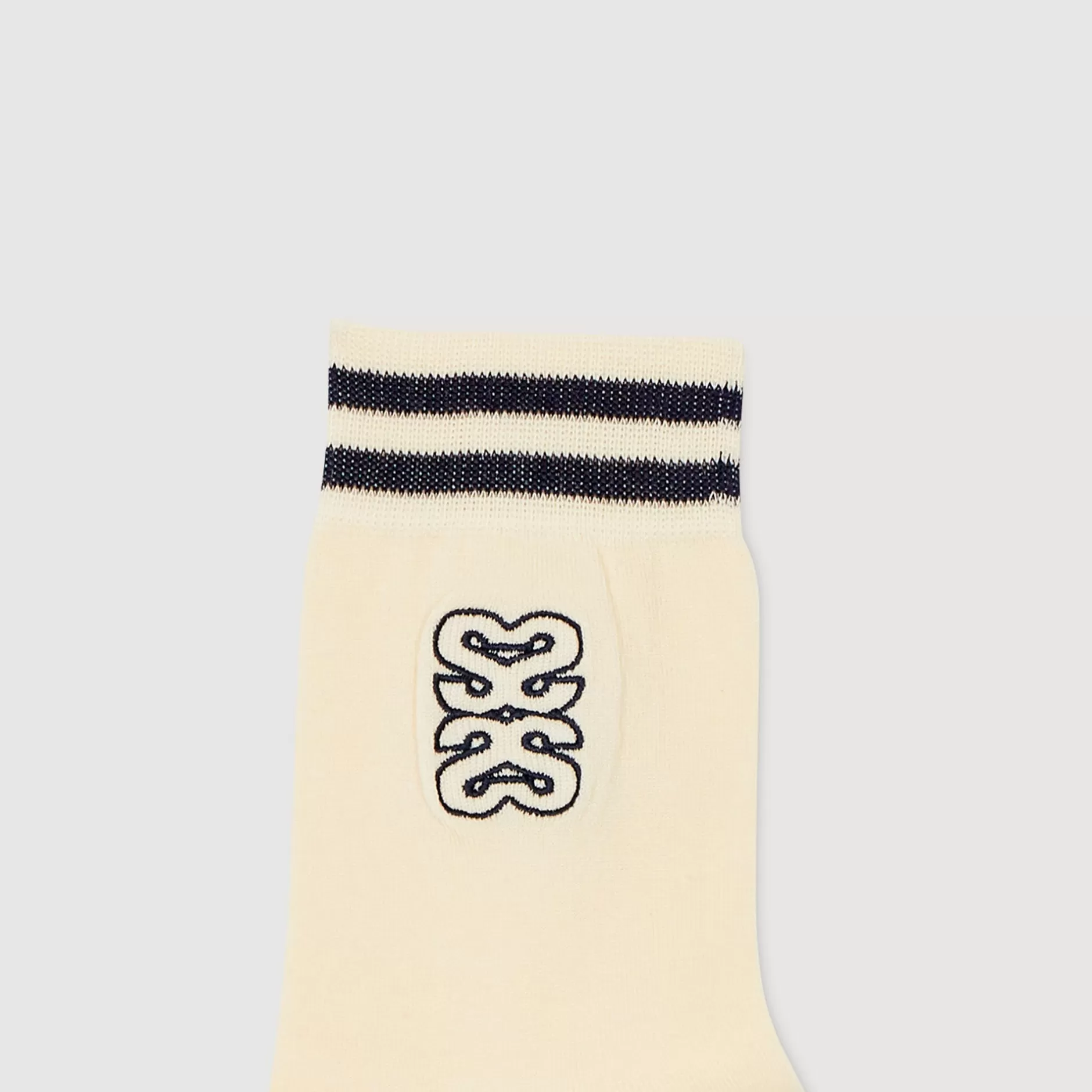 Sale Sandro Chaussettes Brodées Ecru / Bleu