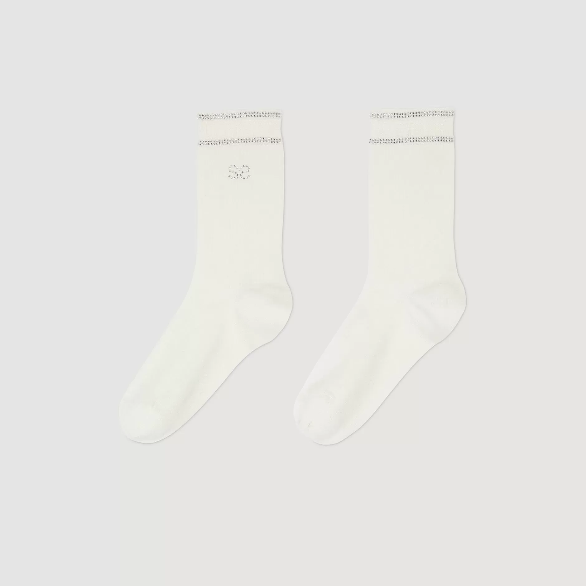 Shop Sandro Chaussettes Strassées blanc