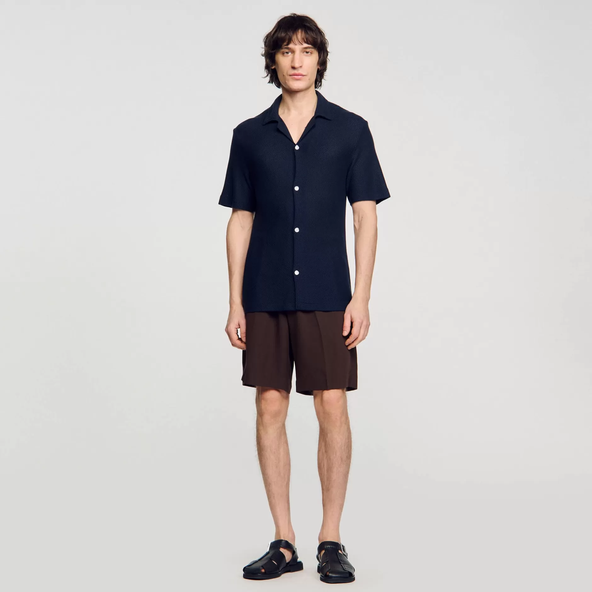 Flash Sale Sandro Chemise à Col Requin Marine