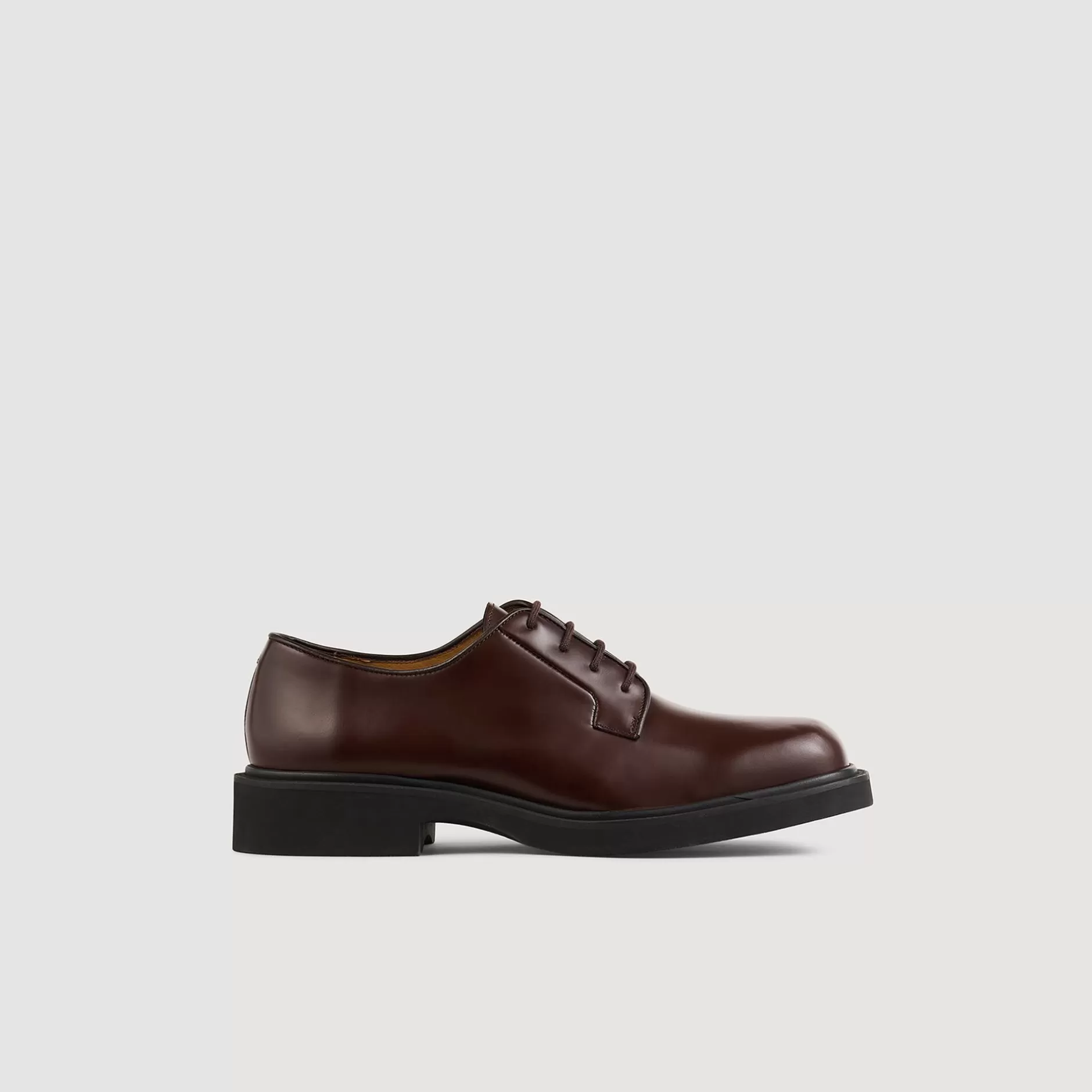 Clearance Sandro Derbies En Cuir Glacé Marron Foncé