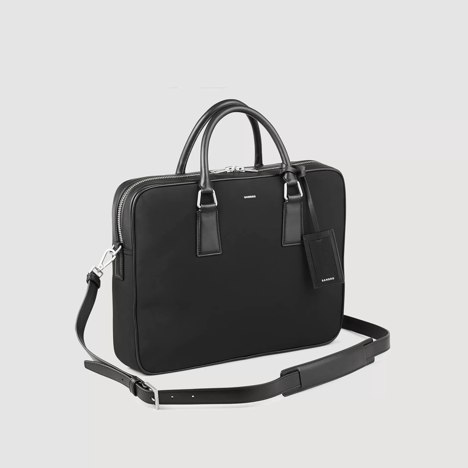 Hot Sandro Grand Briefcase En Nylon Noir