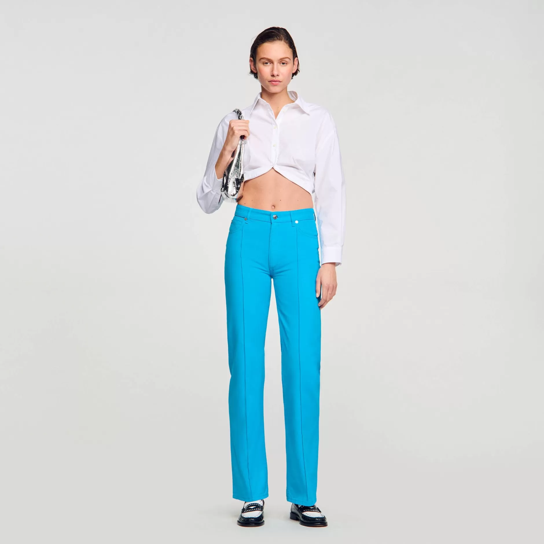 New Sandro Jean à Plis Turquoise