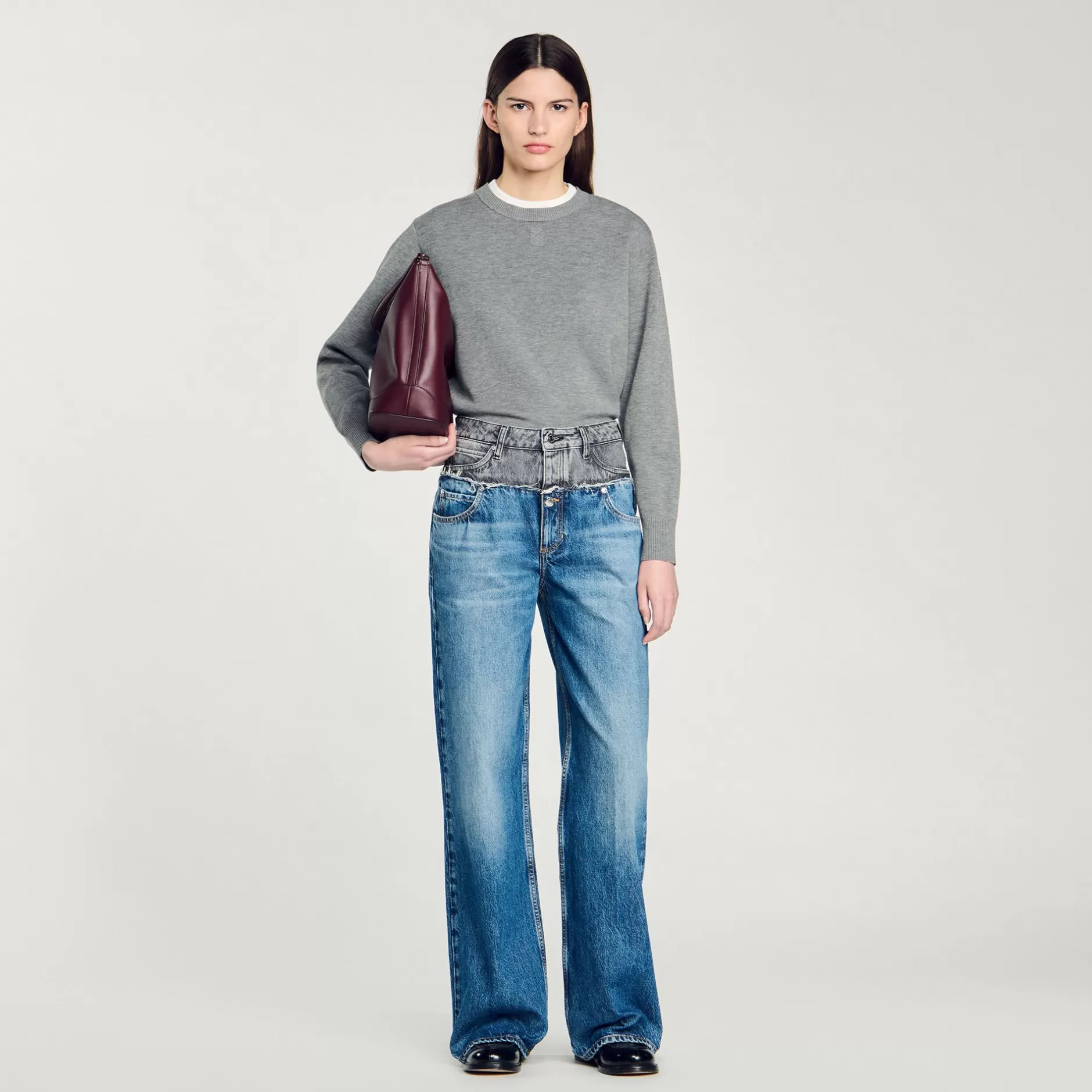 Outlet Sandro Jean Double Ceinture Bleu jean