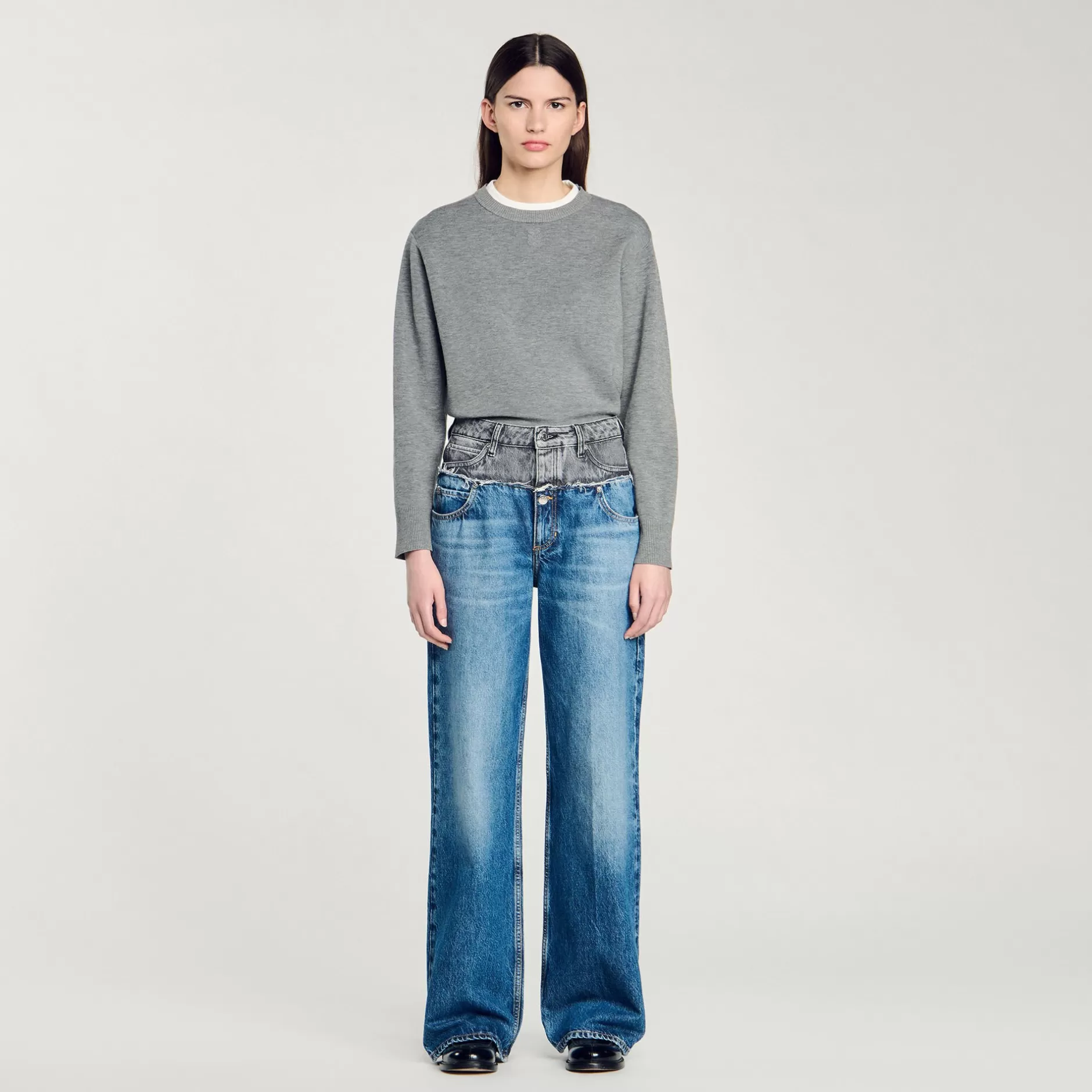 Outlet Sandro Jean Double Ceinture Bleu jean