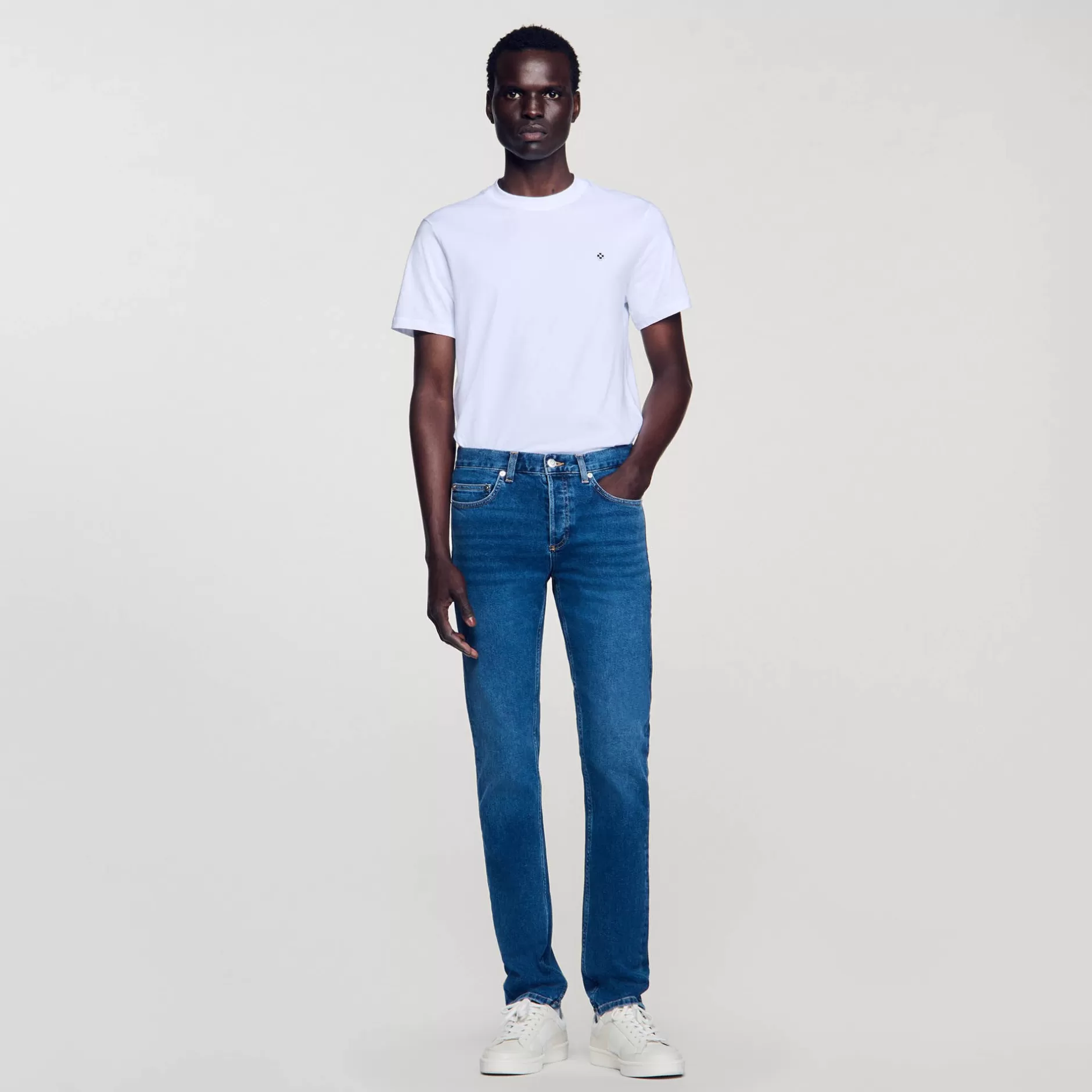 Best Sandro Jean Slim Avec Délavage Waterless Denim