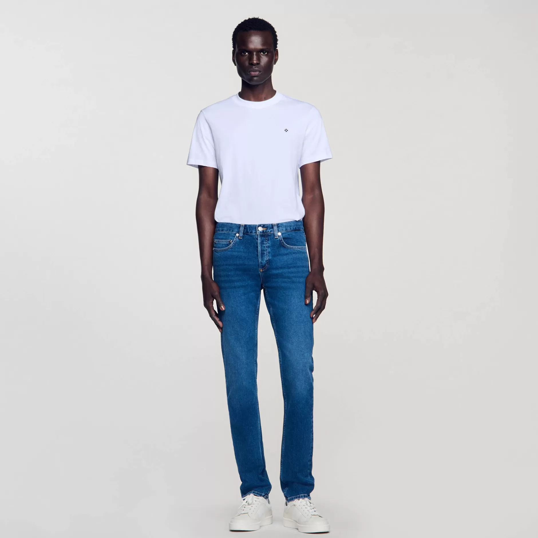 Best Sandro Jean Slim Avec Délavage Waterless Denim