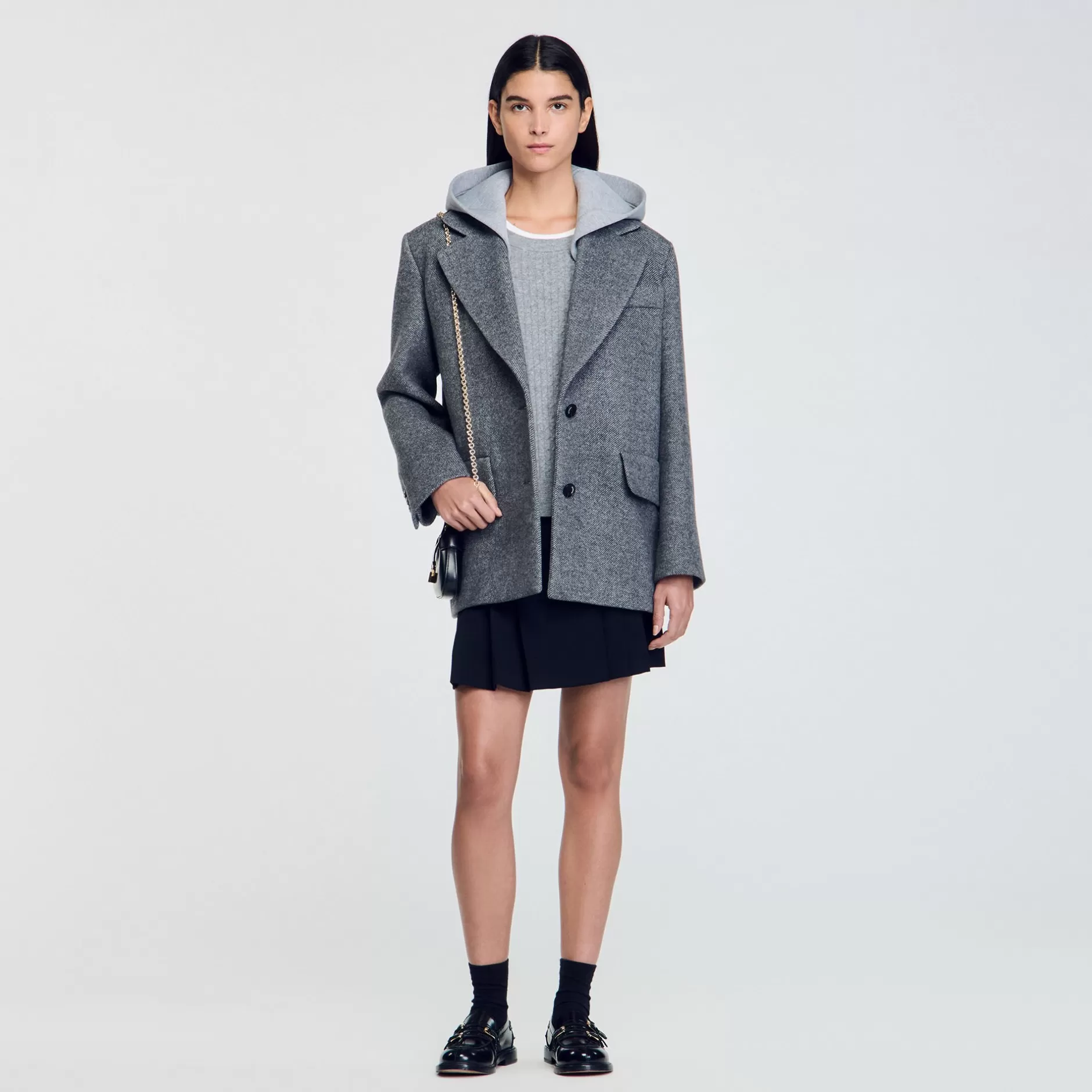 New Sandro Manteau à Capuche Amovible Gris