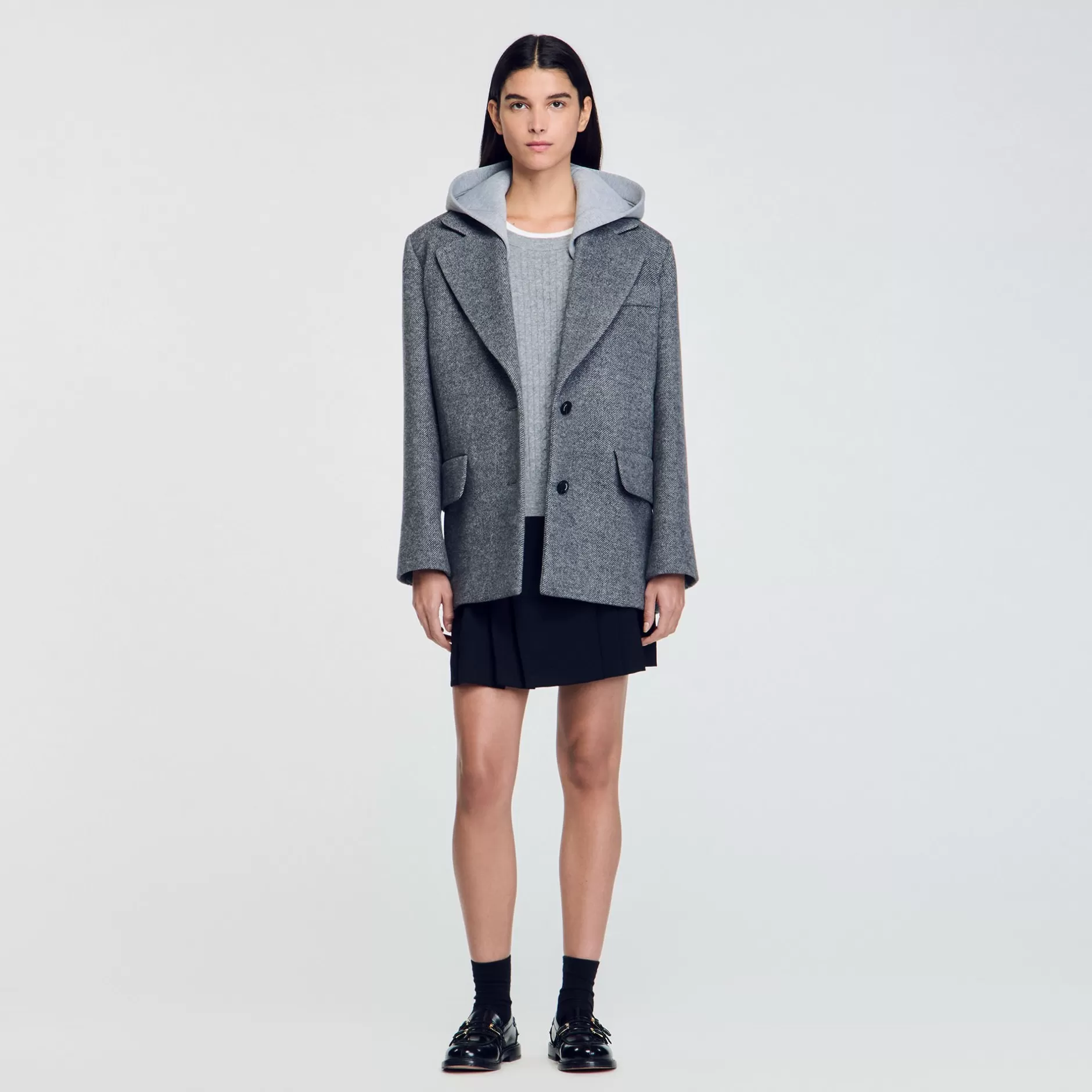 New Sandro Manteau à Capuche Amovible Gris