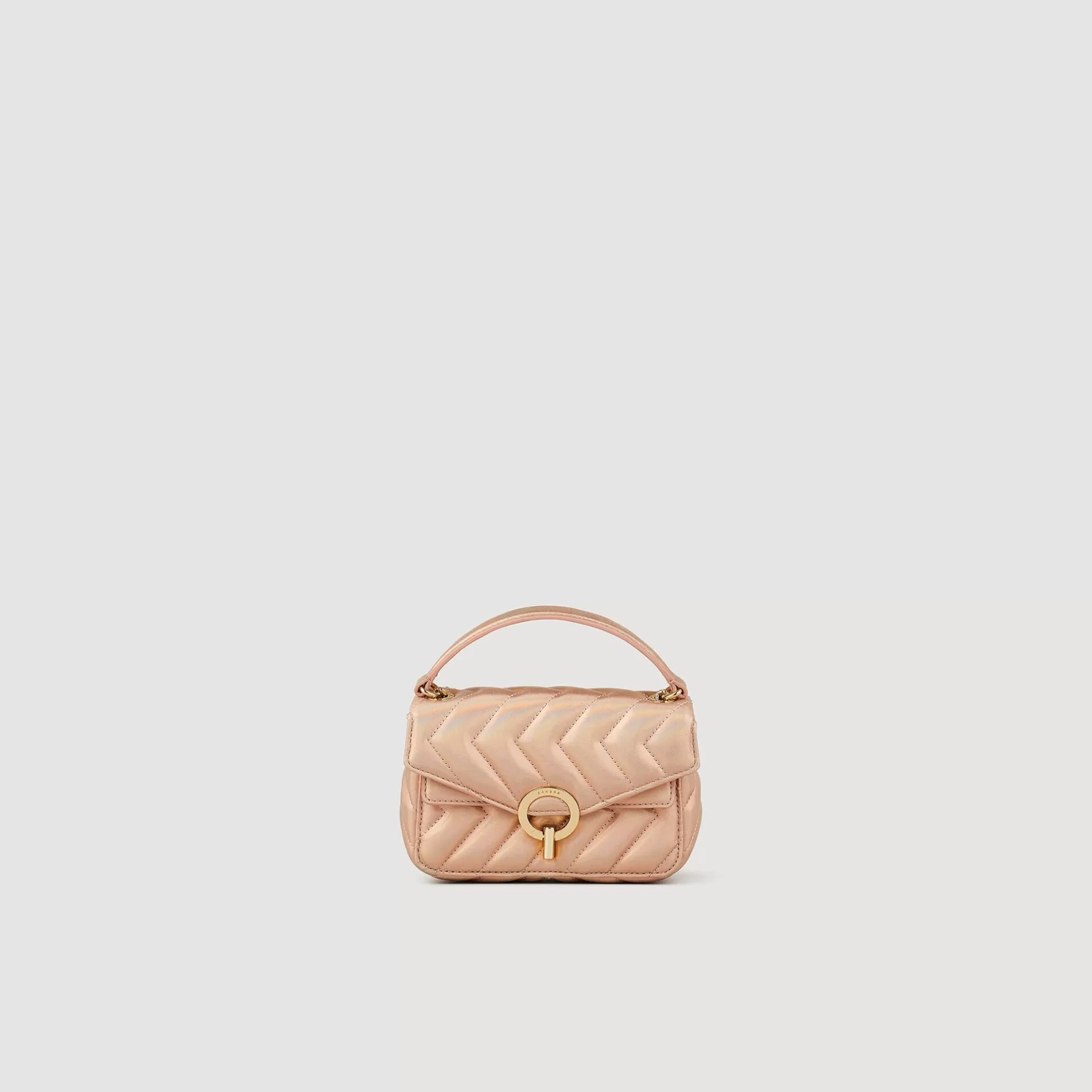 Best Sandro Mini Sac YZA En Cuir Irisé Matelassé Rose