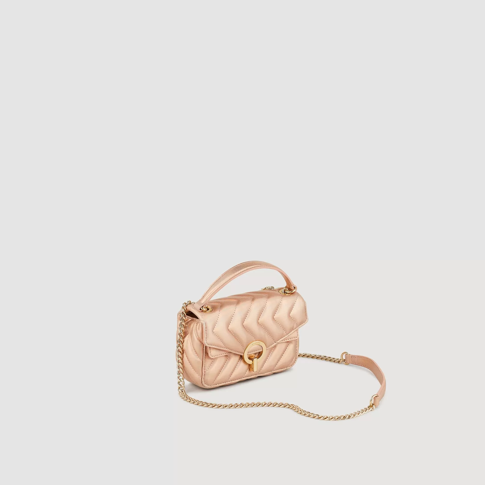 Best Sandro Mini Sac YZA En Cuir Irisé Matelassé Rose