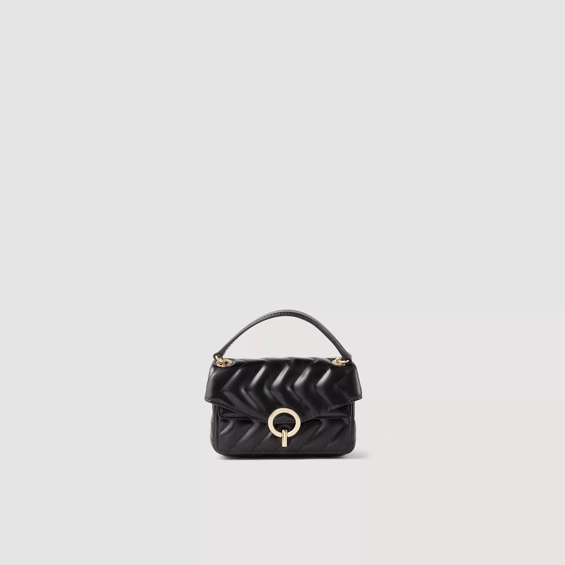 Sale Sandro Mini Sac Yza En Cuir Lisse Noir