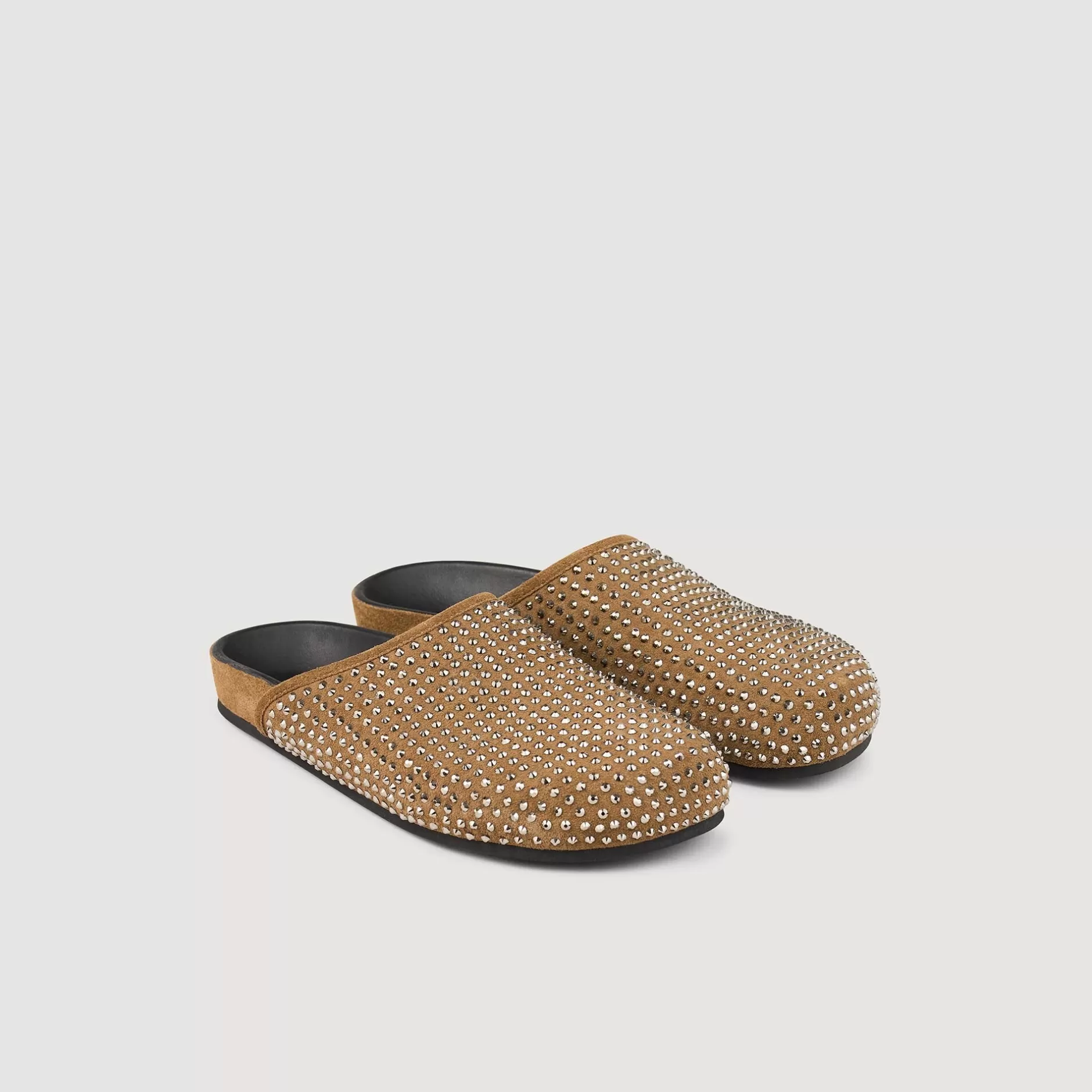 Fashion Sandro Mules Strassées Kaki