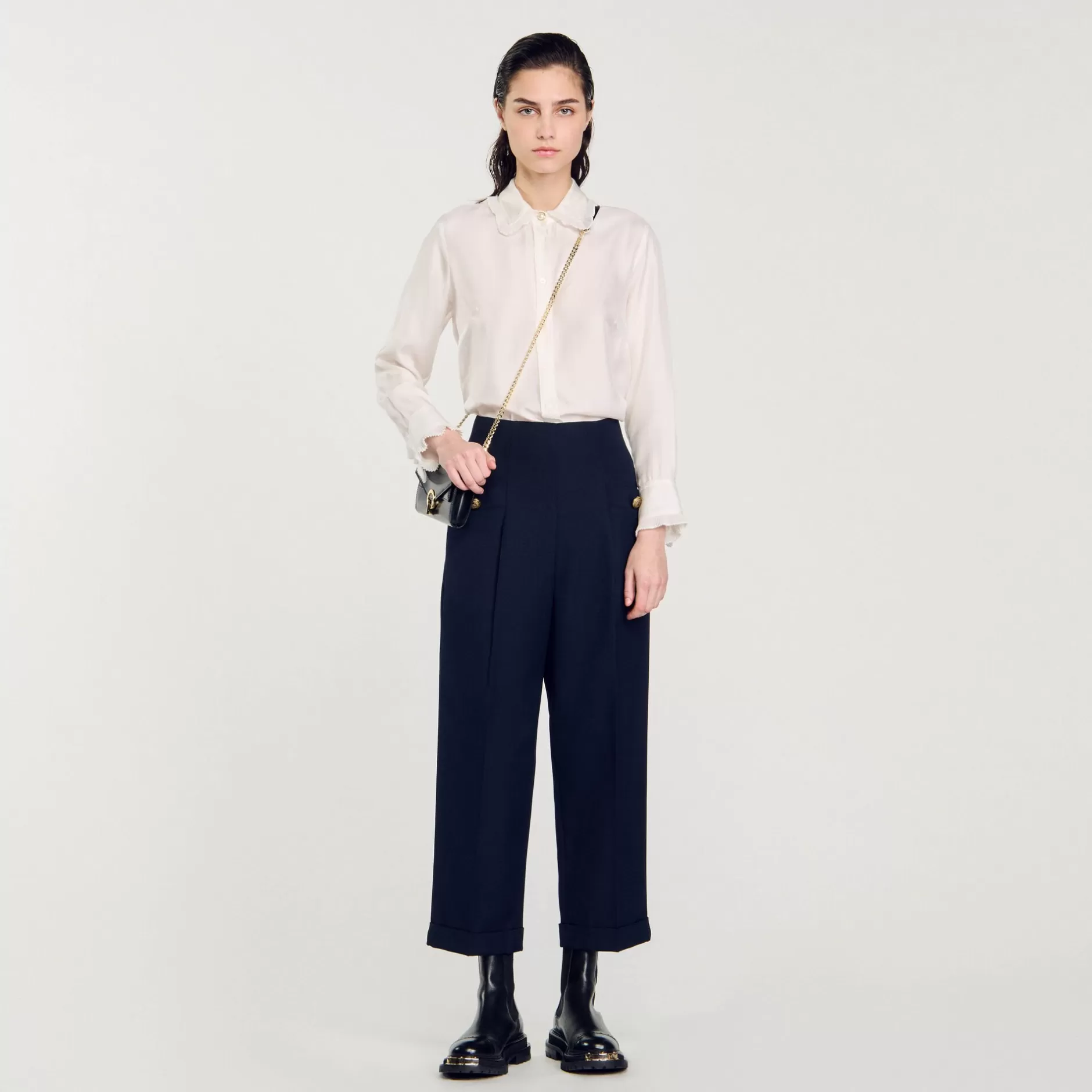 Best Sale Sandro Pantalon à Plis Marine