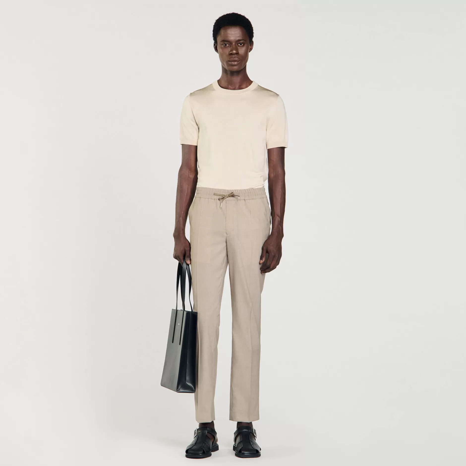 Fashion Sandro Pantalon à Taille élastiquée Taupe