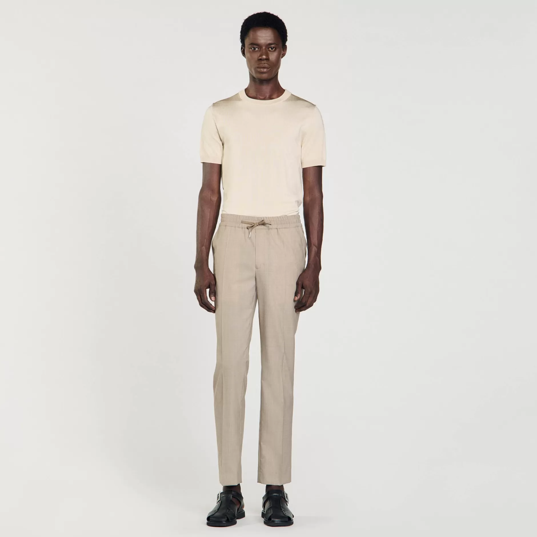 Fashion Sandro Pantalon à Taille élastiquée Taupe