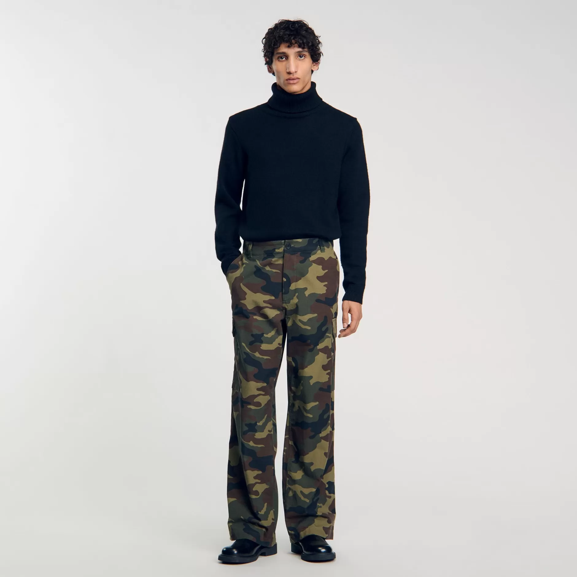 Clearance Sandro Pantalon Cargo Camouflage Camouflage kaki