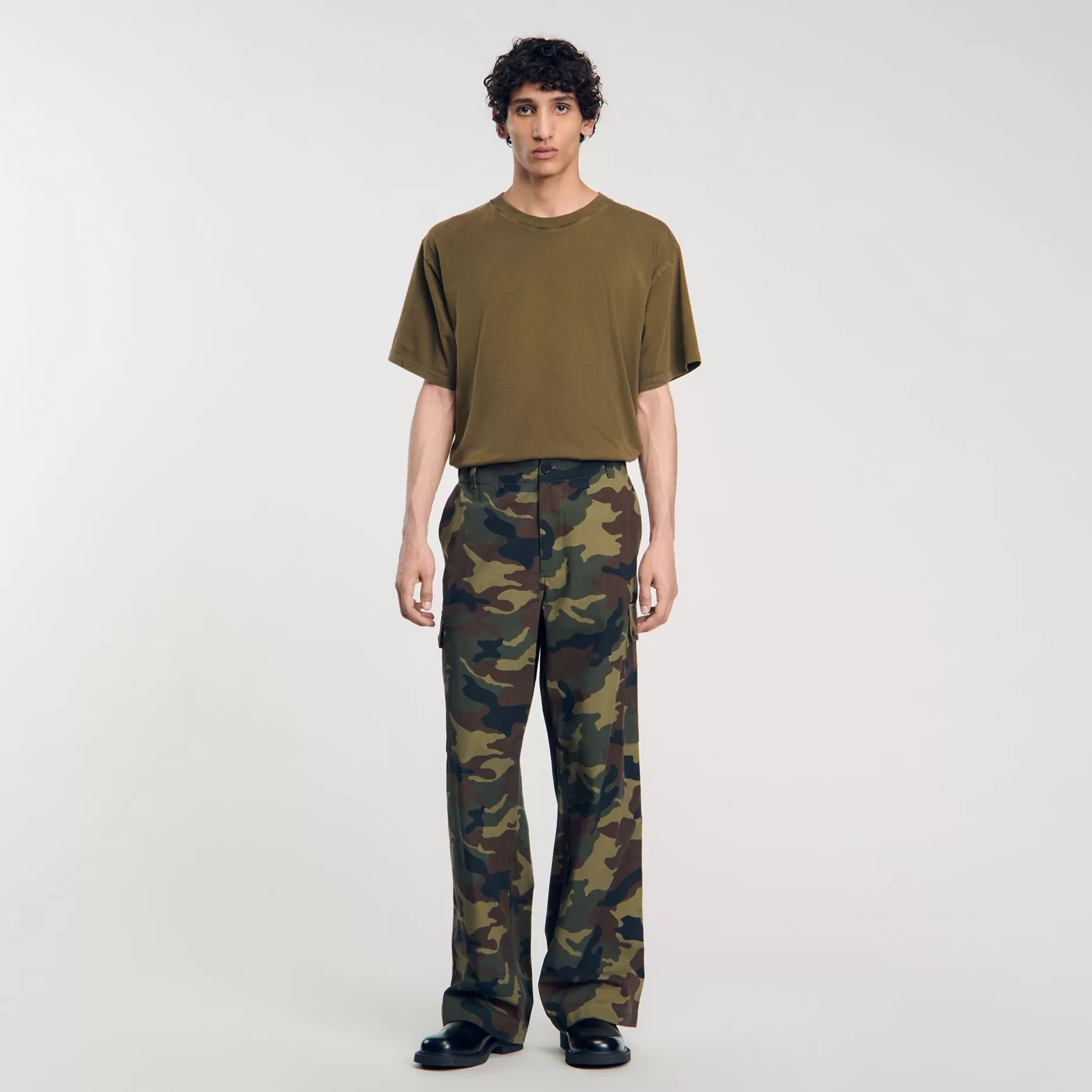 Clearance Sandro Pantalon Cargo Camouflage Camouflage kaki