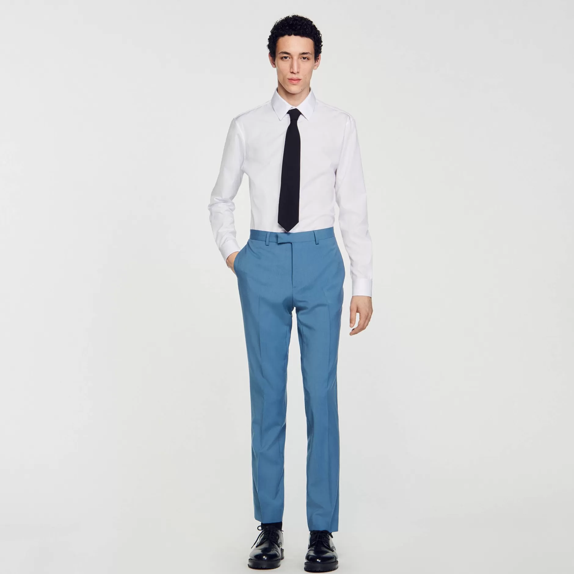 Outlet Sandro Pantalon De Costume Bleu Gris