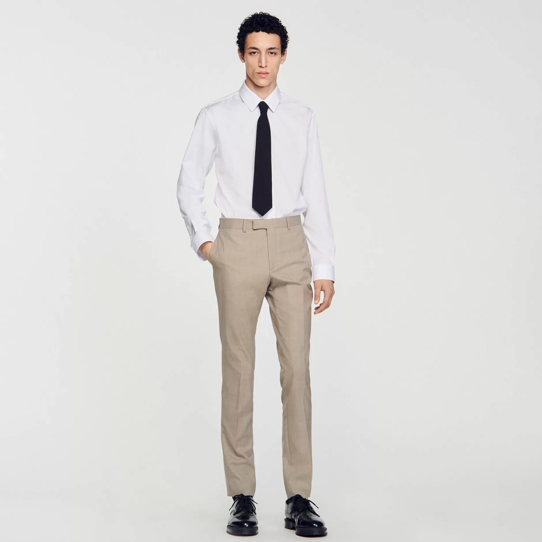 Store Sandro Pantalon De Costume Taupe