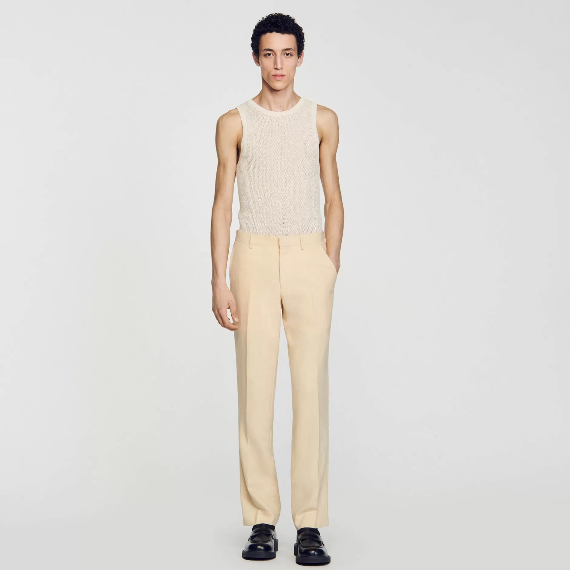 Online Sandro Pantalon De Costume Beige