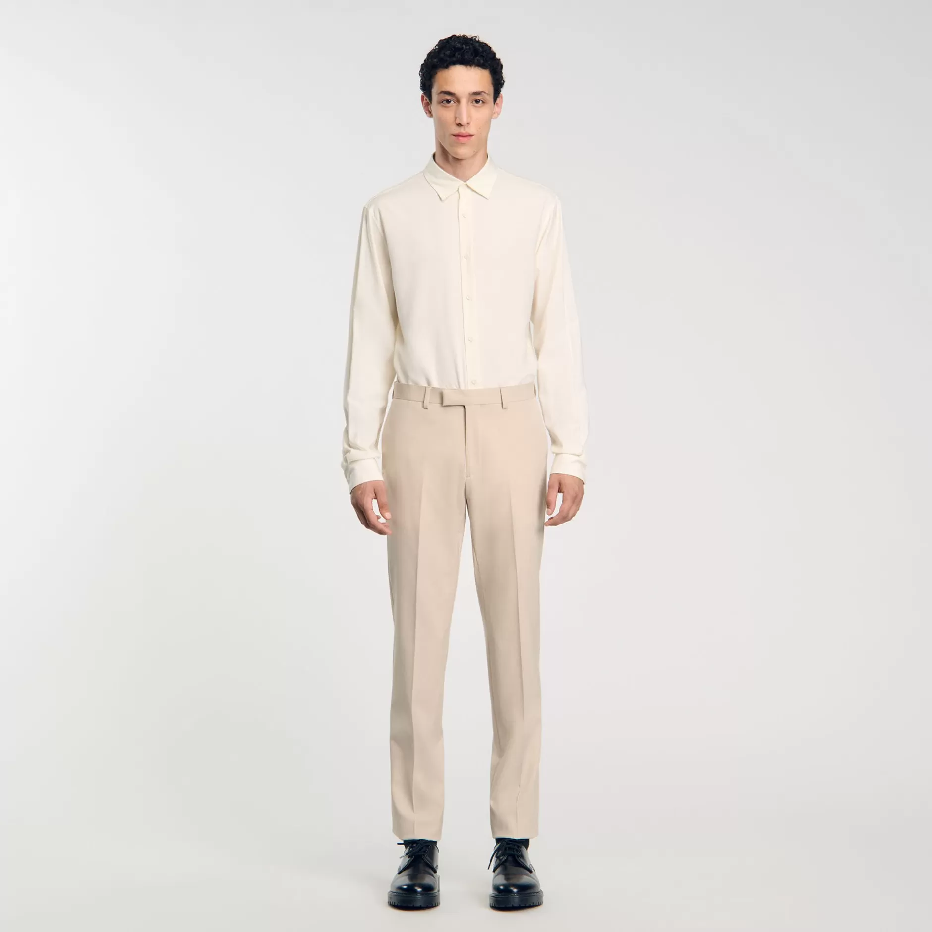 Online Sandro Pantalon De Costume Beige Clair